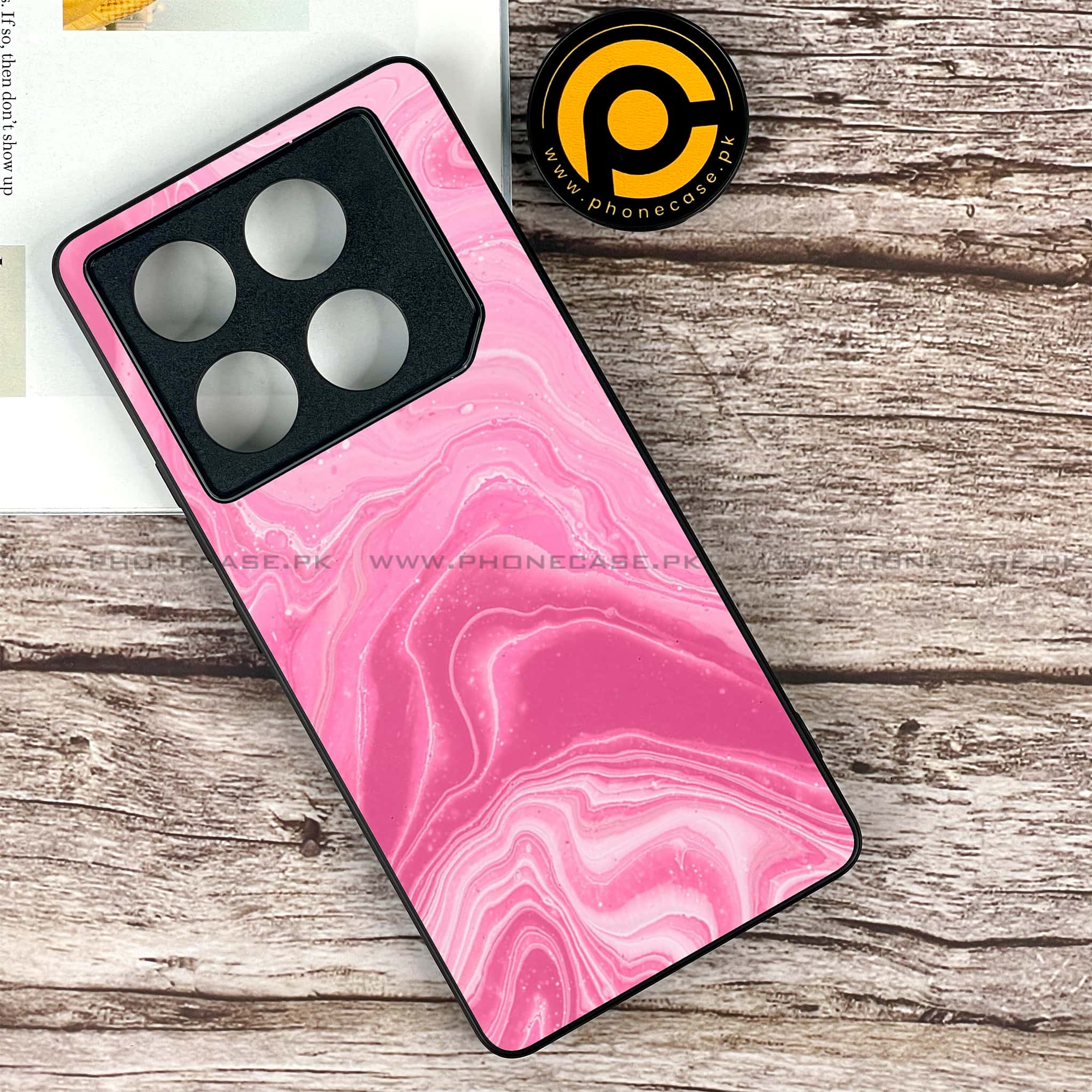 Infinix GT 20 Pro - Pink Marble Series - Premium Printed Glass soft Bumper shock Proof Case