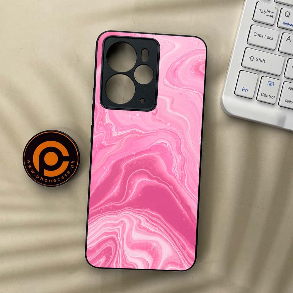 Realme 14T 5G - Pink Marble Series - Premium Metal Printed soft Bumper Shock Proof Case