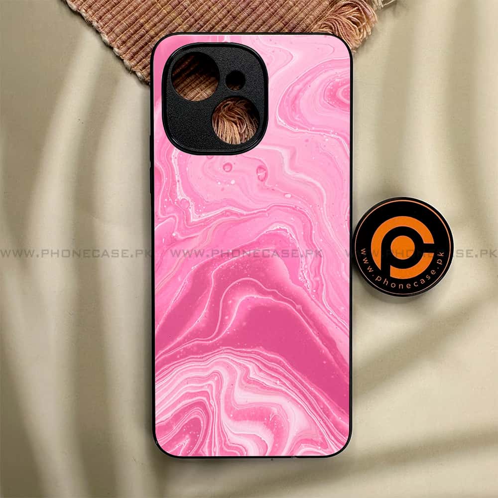 Tecno Spark 40C - Pink Marble Series - Premium Metal Printed soft Bumper shock Proof Case