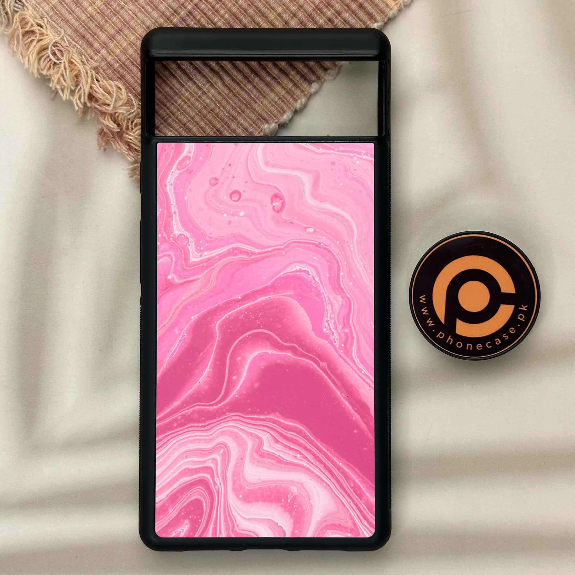 Google Pixel 6 - Pink Marble Series - Premium Metal Printed soft Bumper Shock Proof Case
