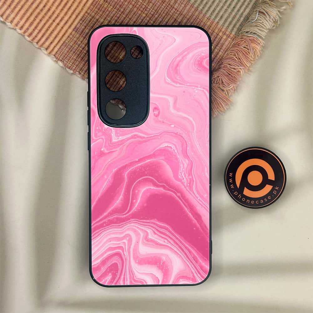Tecno Spark 40 Pro Plus - Pink Marble Series - Premium Metal Printed soft Bumper shock Proof Case