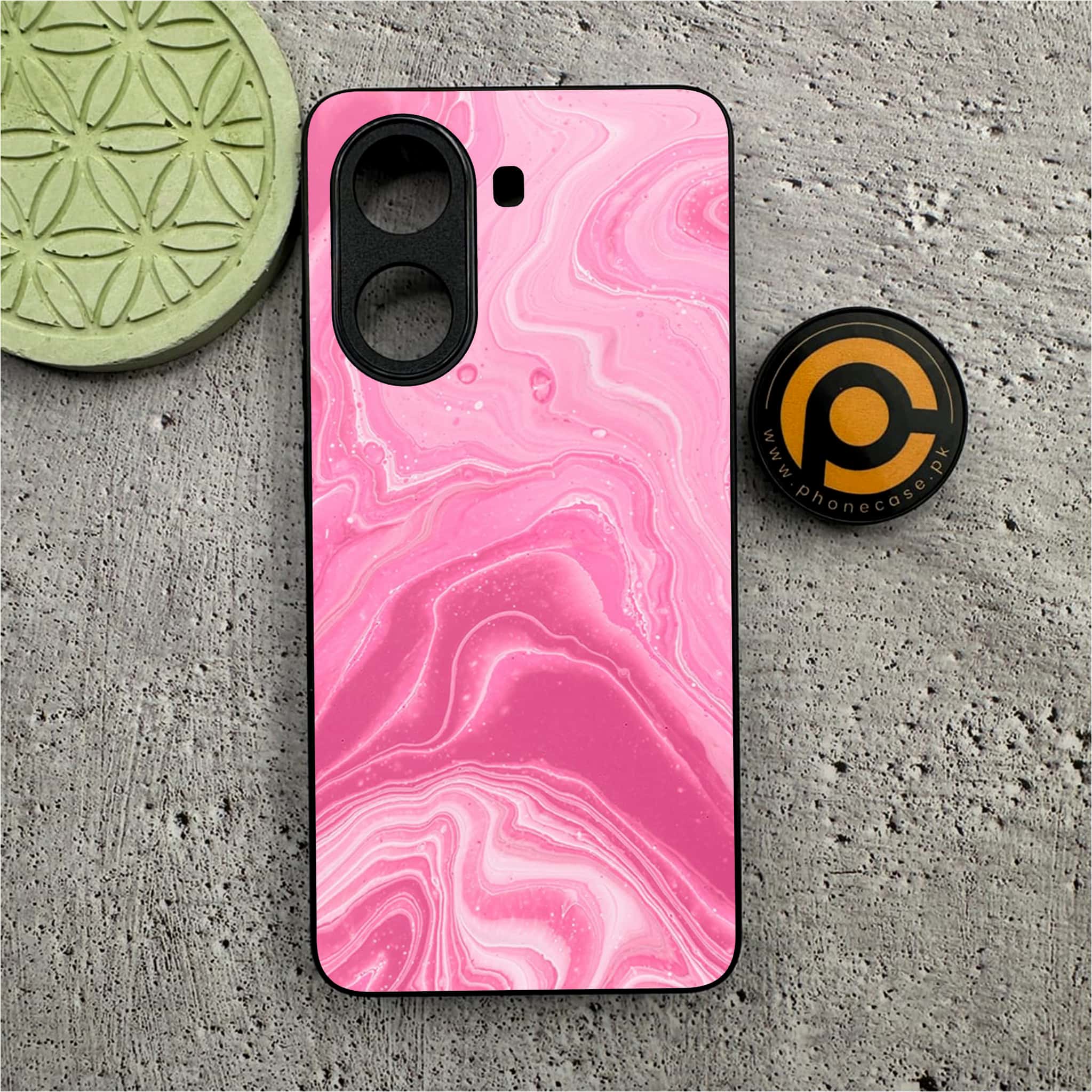 Xiaomi Redmi Turbo 4 - Pink Marble Series - Premium Metal Printed soft Bumper shock Proof Case