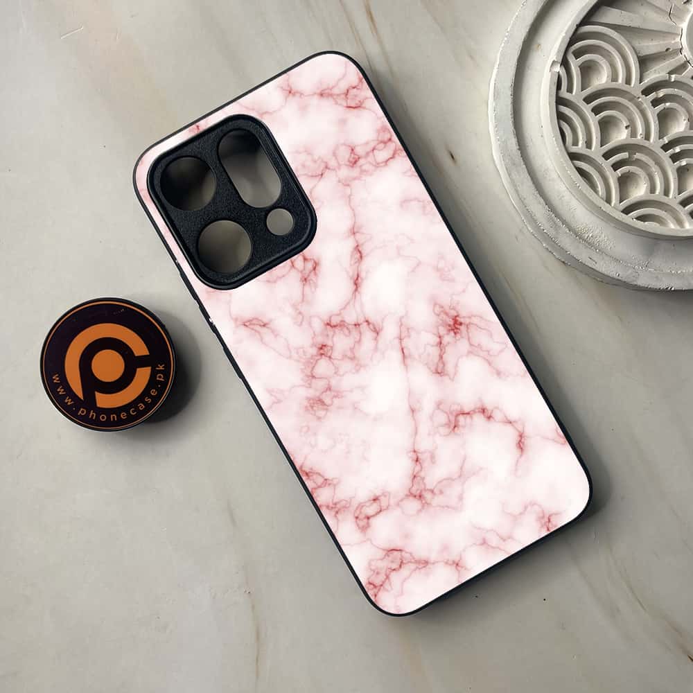 Oppo Reno 14 5G - Pink Marble Series - Premium Metal Printed soft Bumper shock Proof Case