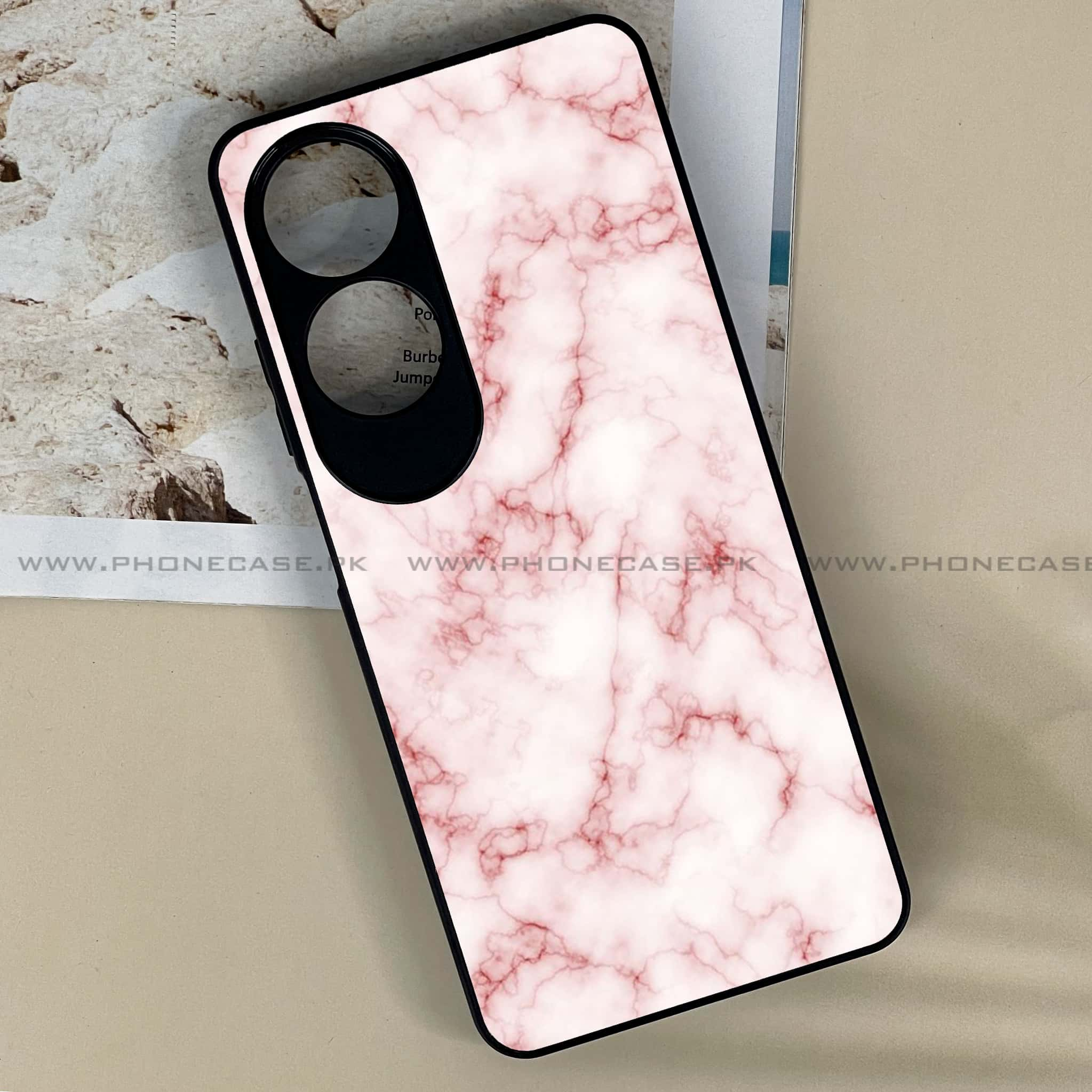 Oppo A60 - Pink Marble Series - Premium Printed Metal soft Bumper shock Proof Case