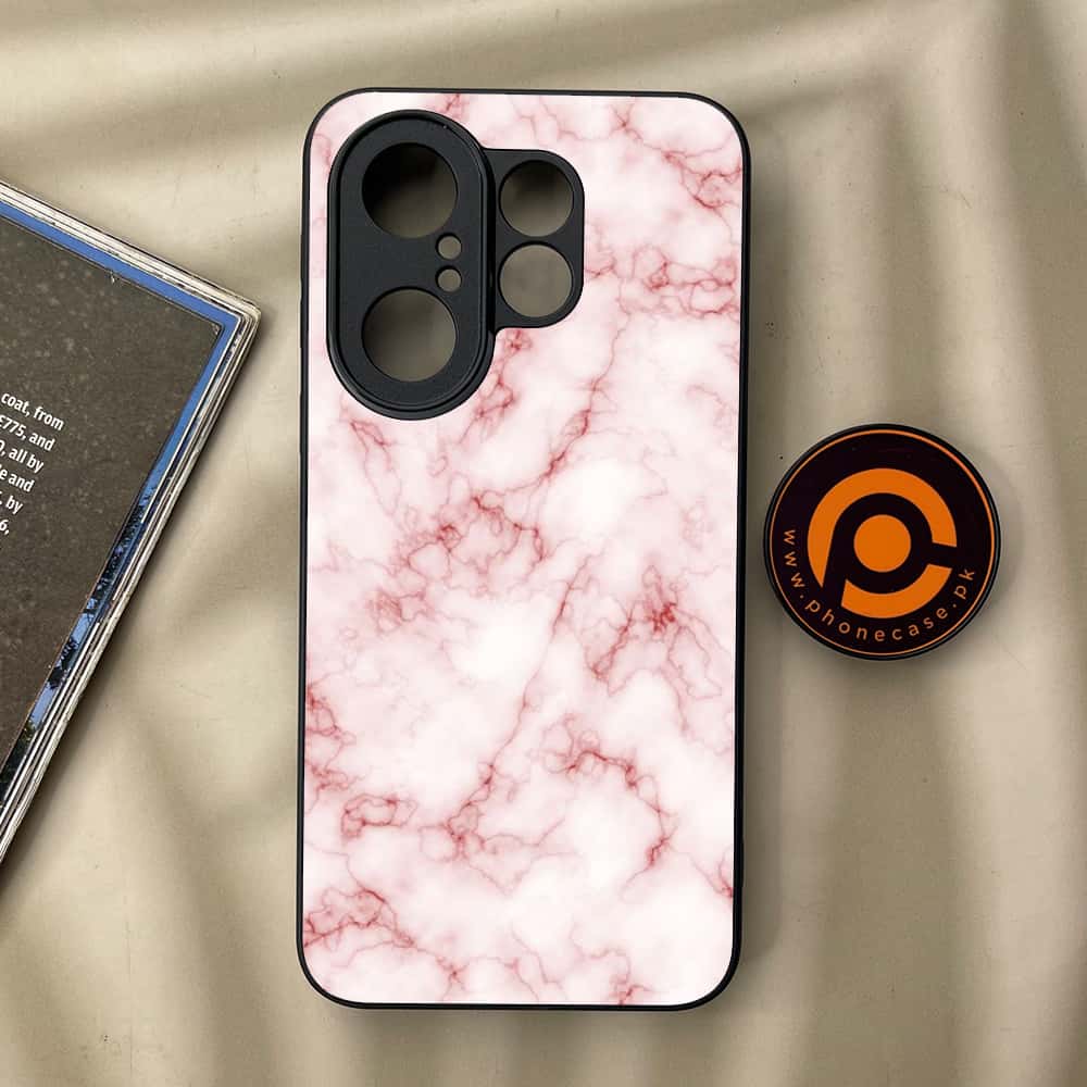 Vivo X200 FE - Pink Marble Series - Premium Metal Printed soft Bumper Shock Proof Case