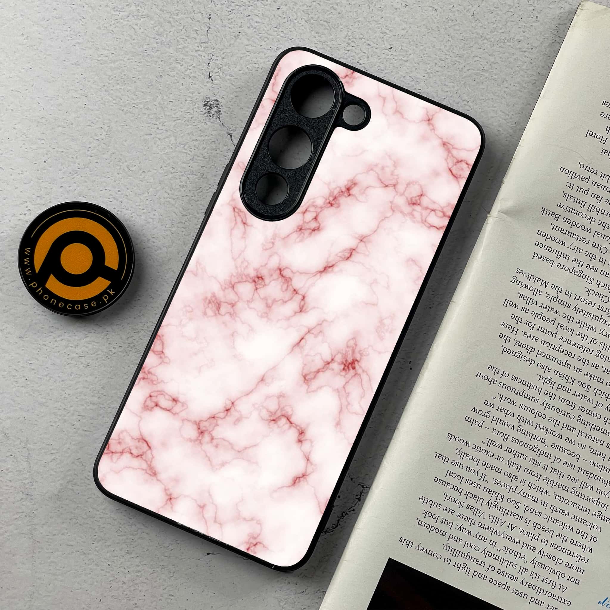 Vivo Y04 - Pink Marble Series - Premium Metal Printed Soft Bumper Shockproof Case