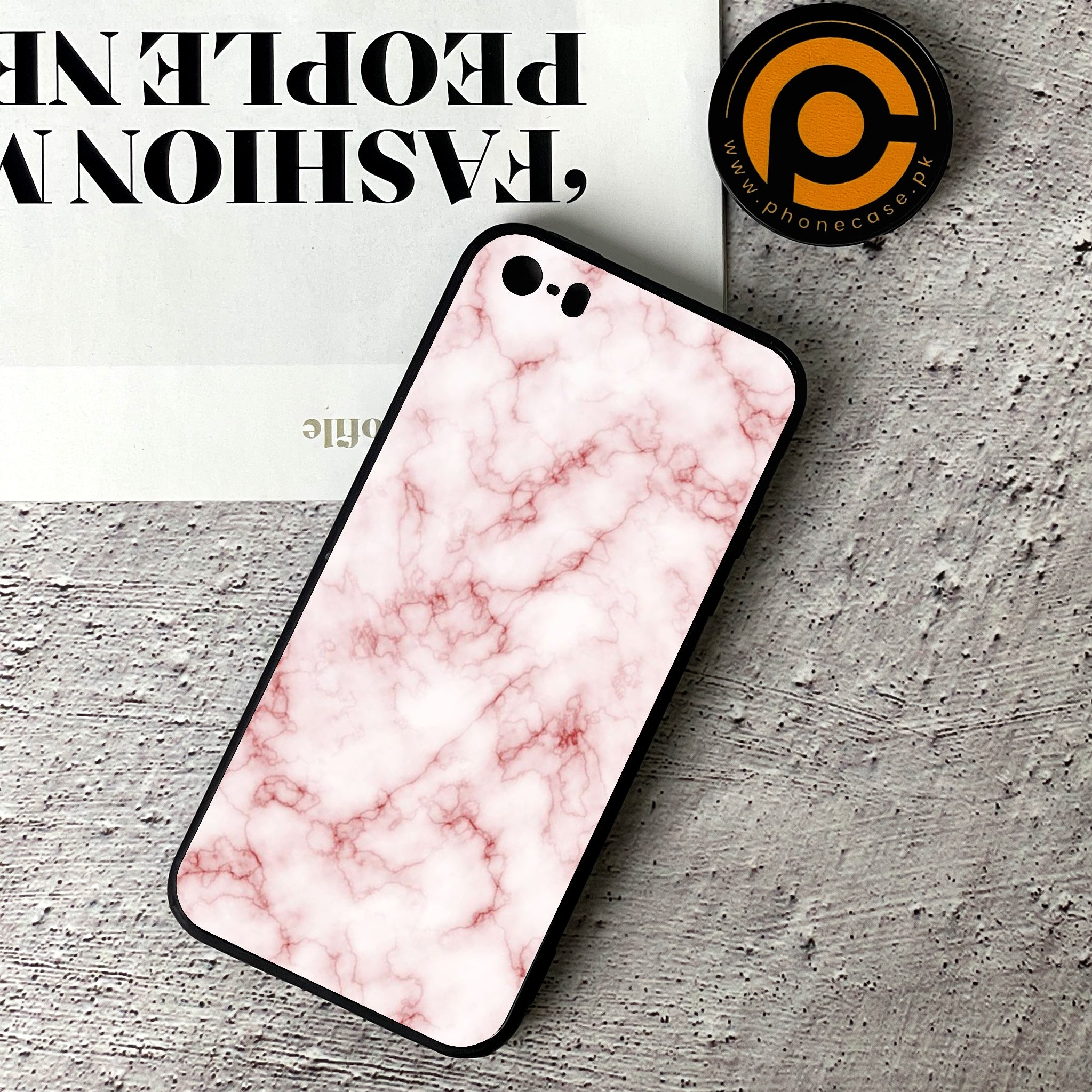 iPhone 5/5c/5s - Pink Marble Series - Premium Printed Glass soft Bumper shock Proof Case