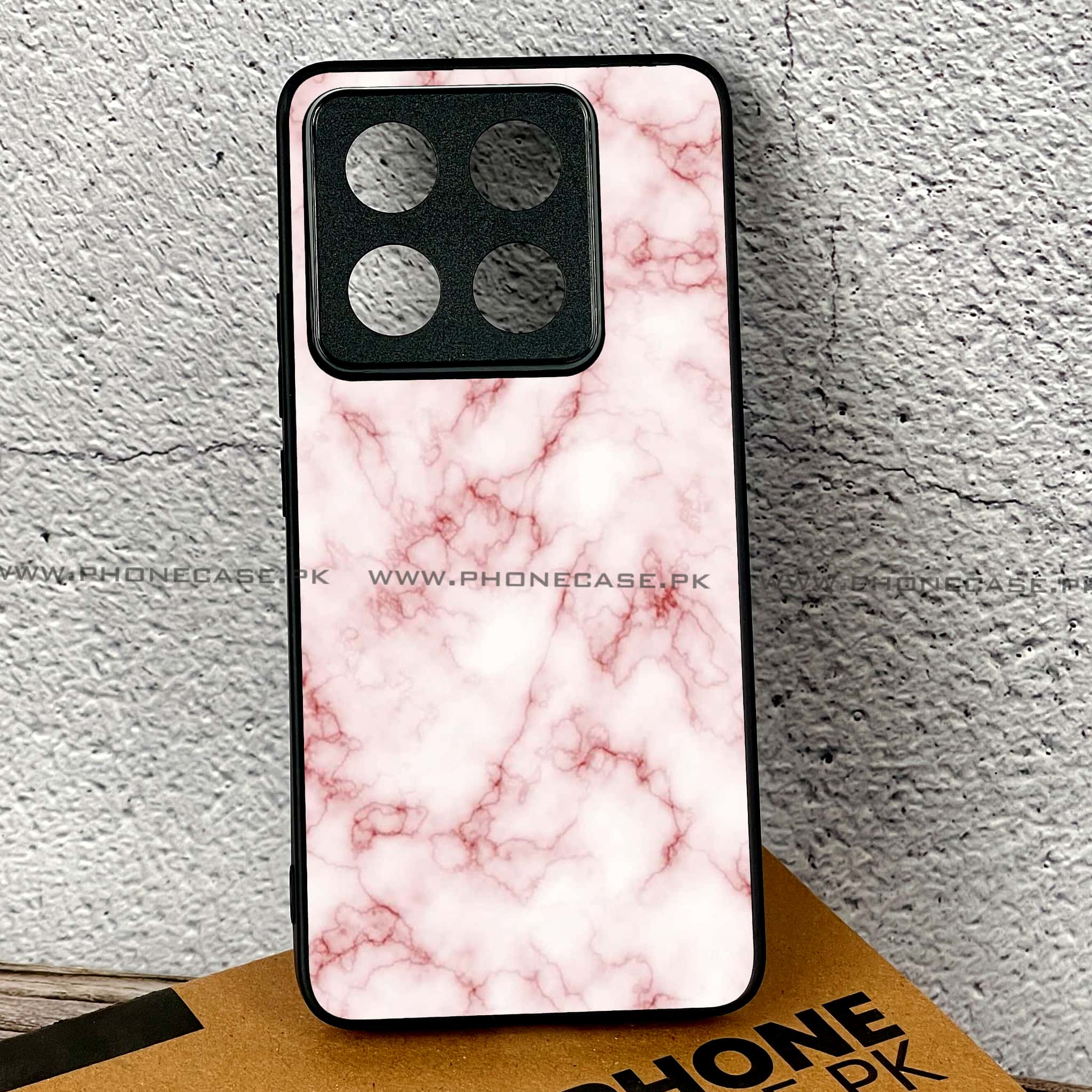 Xiaomi 14T Pro - Pink Marble Series - Premium Printed Glass soft Bumper shock Proof Case