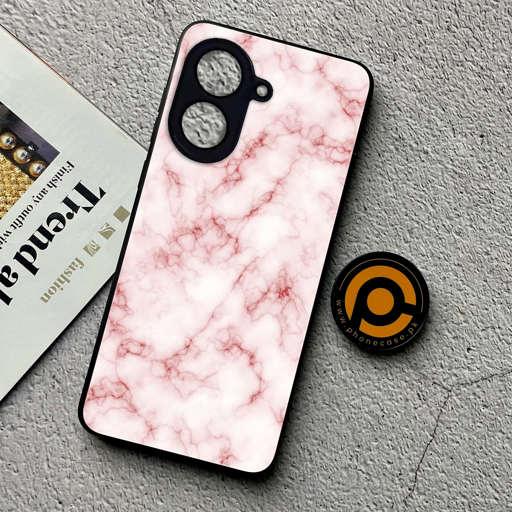 Xiaomi Redmi A5 - Pink Marble Series - Premium Metal Printed soft Bumper shock Proof Case