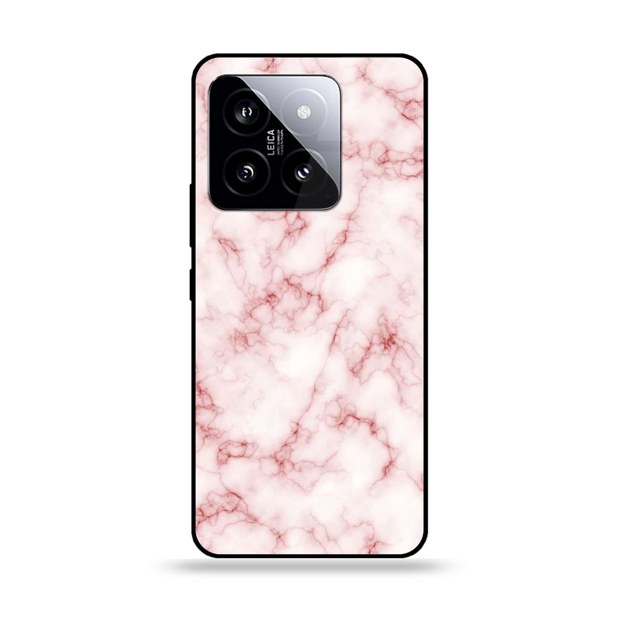 Xiaomi 14 - Pink Marble Series - Premium Printed Glass soft Bumper shock Proof Case