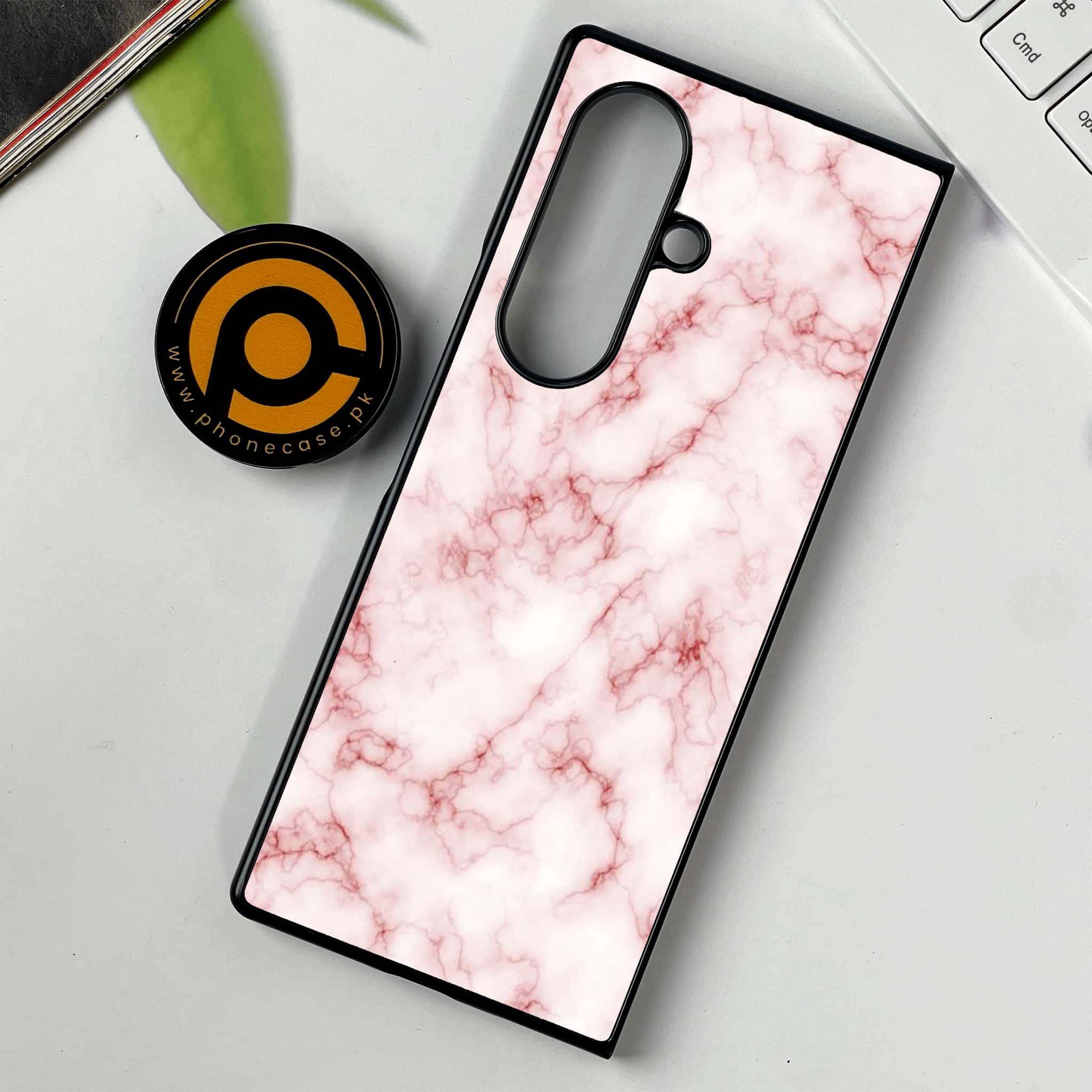 Samsung Galaxy Z Fold 7 - Pink Marble Series - Premium Metal Printed soft Bumper shock Proof Case