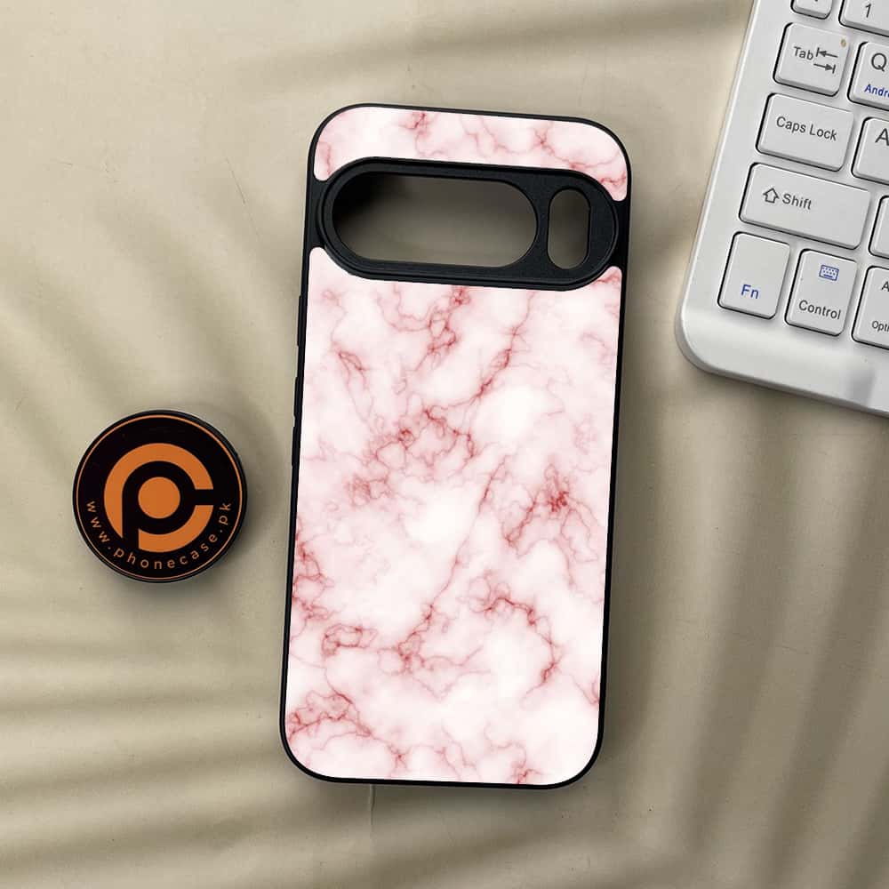 Google Pixel 10  - Pink Marble Series - Premium Metal Printed soft Bumper Shockof Case