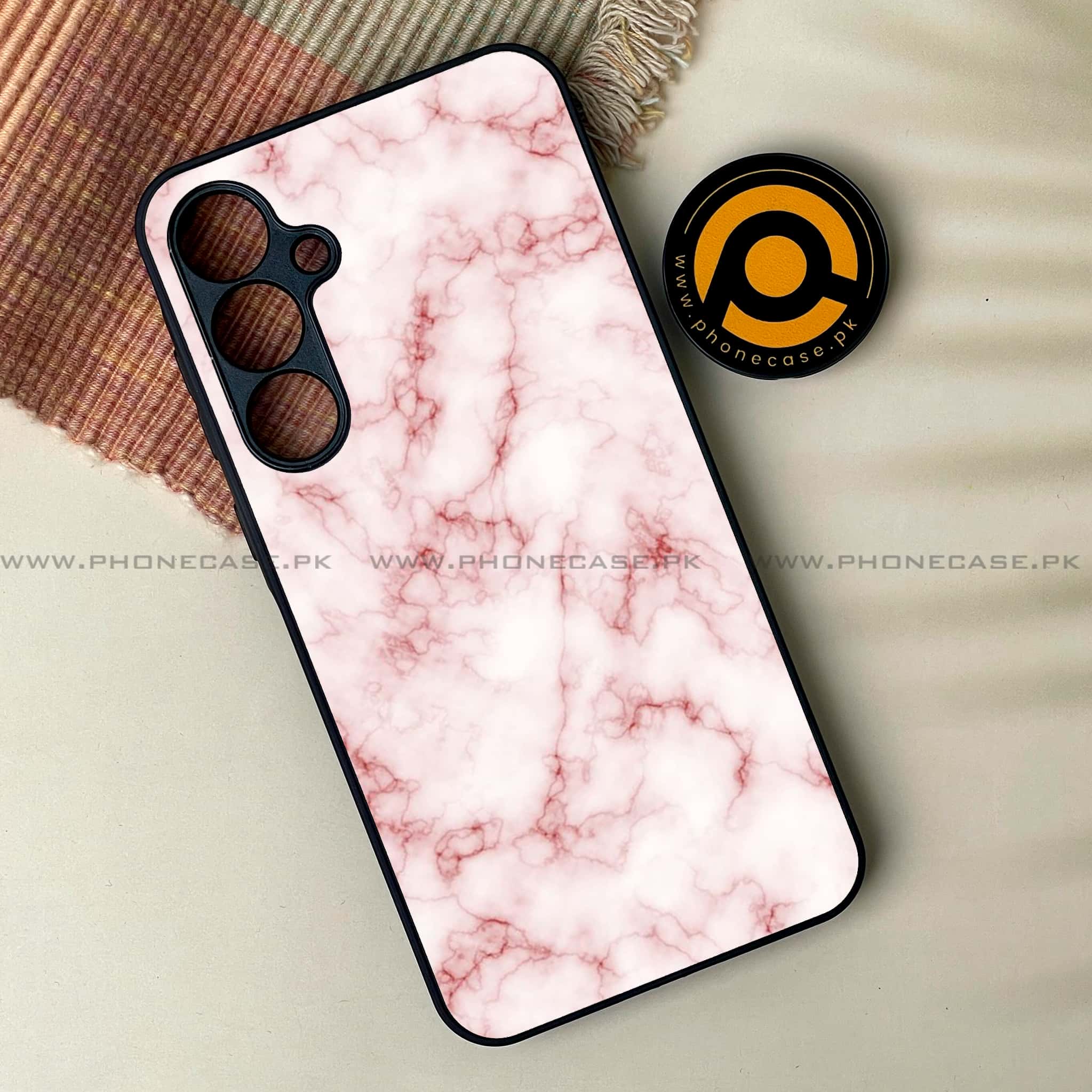 Samsung Galaxy A05s - Pink Marble Series - Premium Metal Printed soft Bumper shock Proof Case