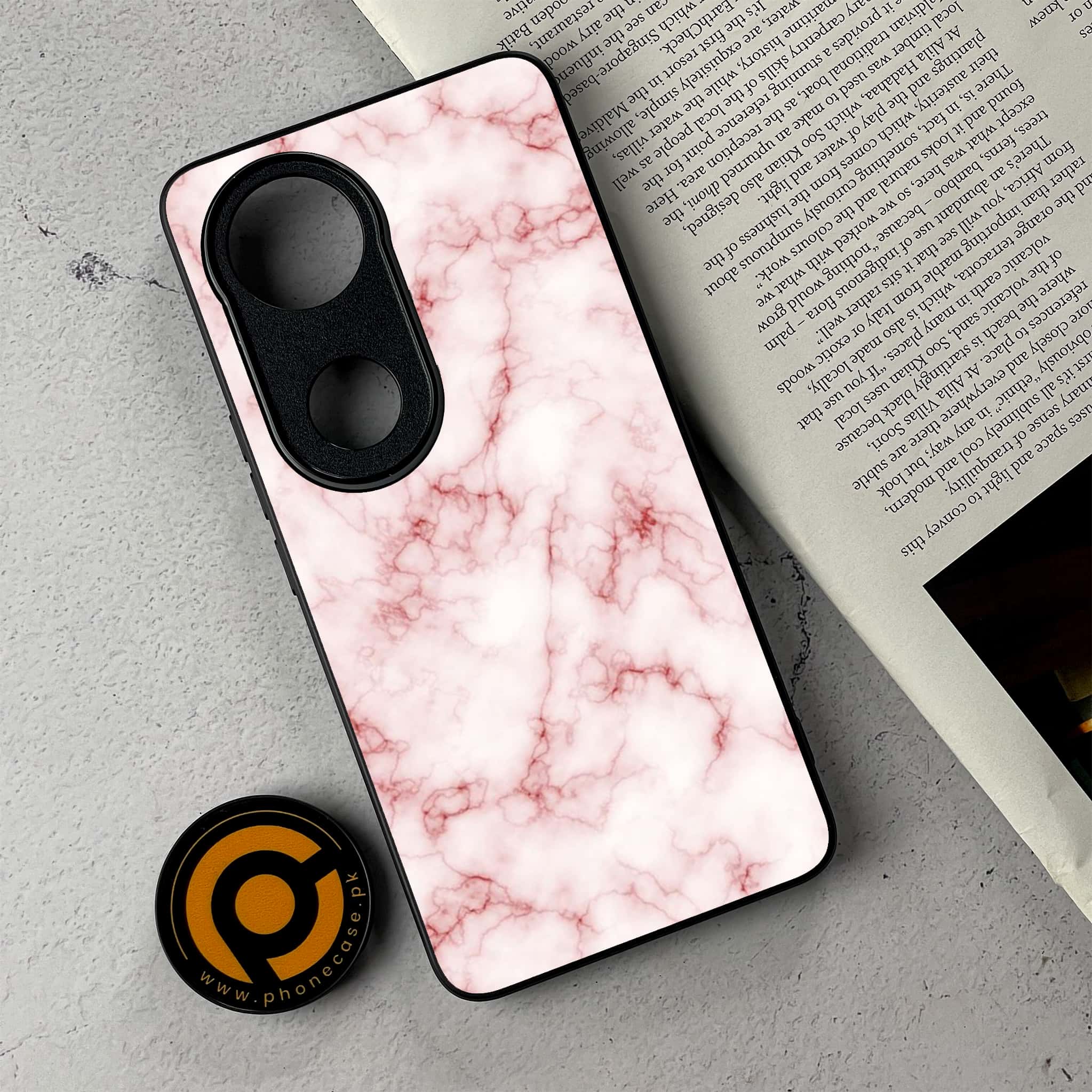 Vivo V50 -   Pink Marble Series - Premium Metal Printed Soft Bumper Shockproof Case