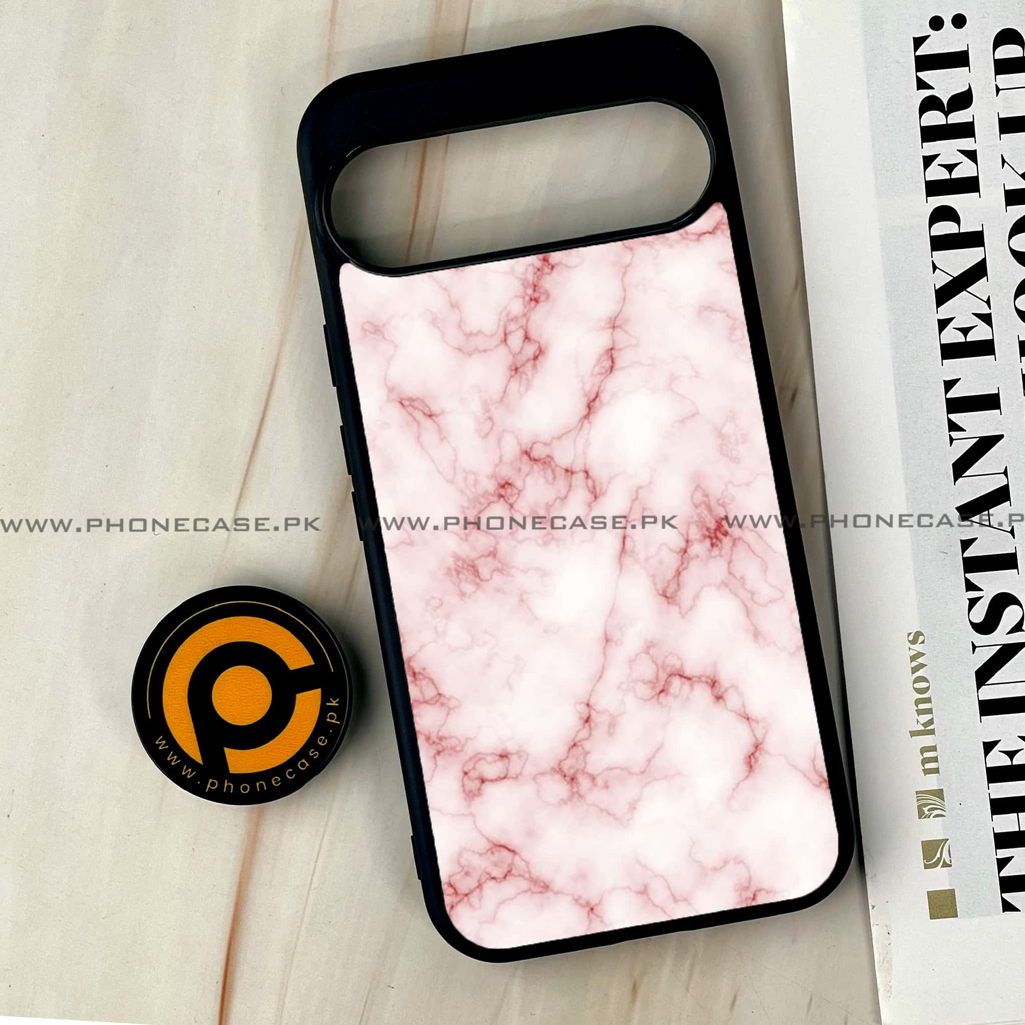 Google Pixel 9 Pro XL - Pink Marble Series - Premium Printed Glass soft Bumper shock Proof Case