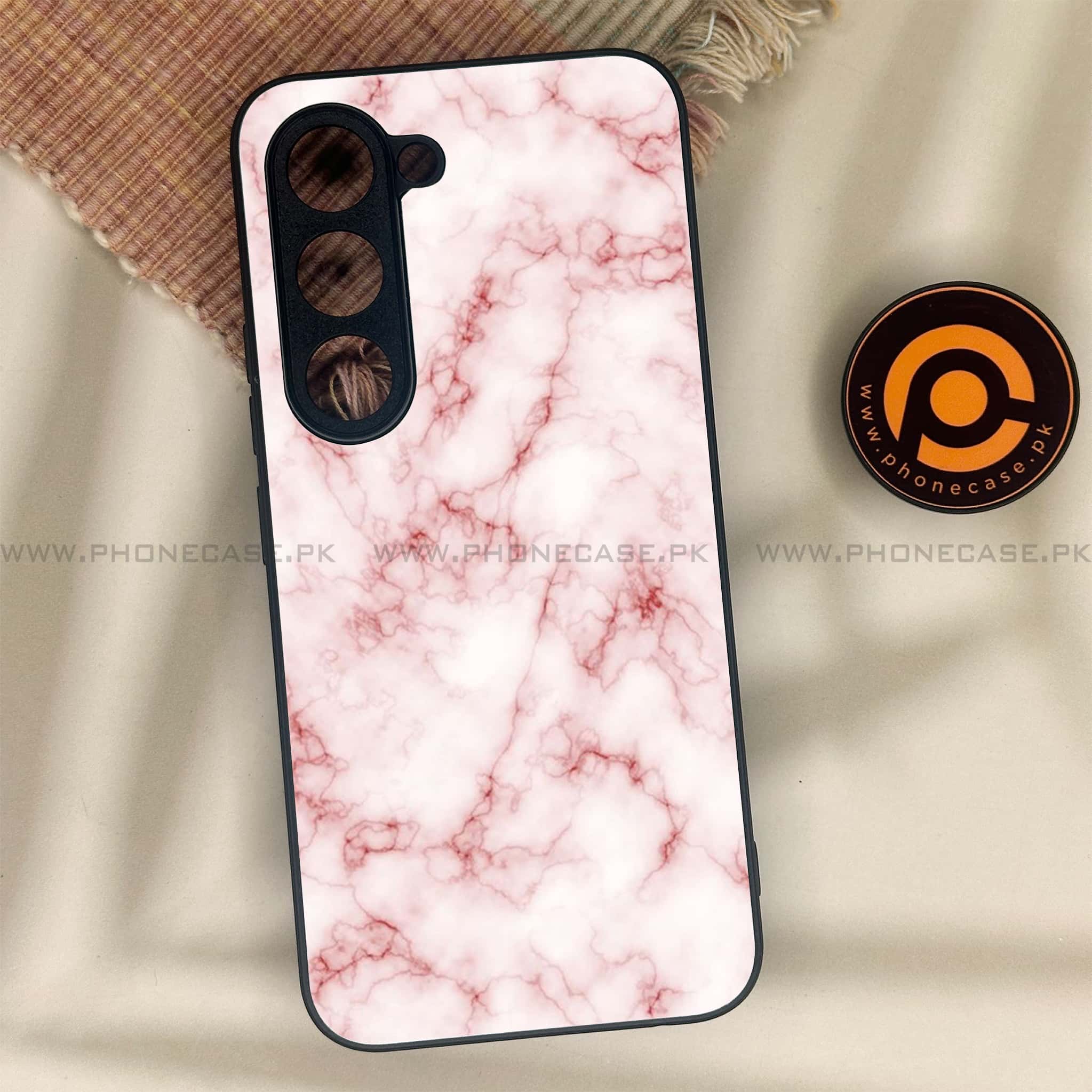 Tecno Spark 40 Pro - Pink Marble Series - Premium Metal Printed soft Bumper shock Proof Case