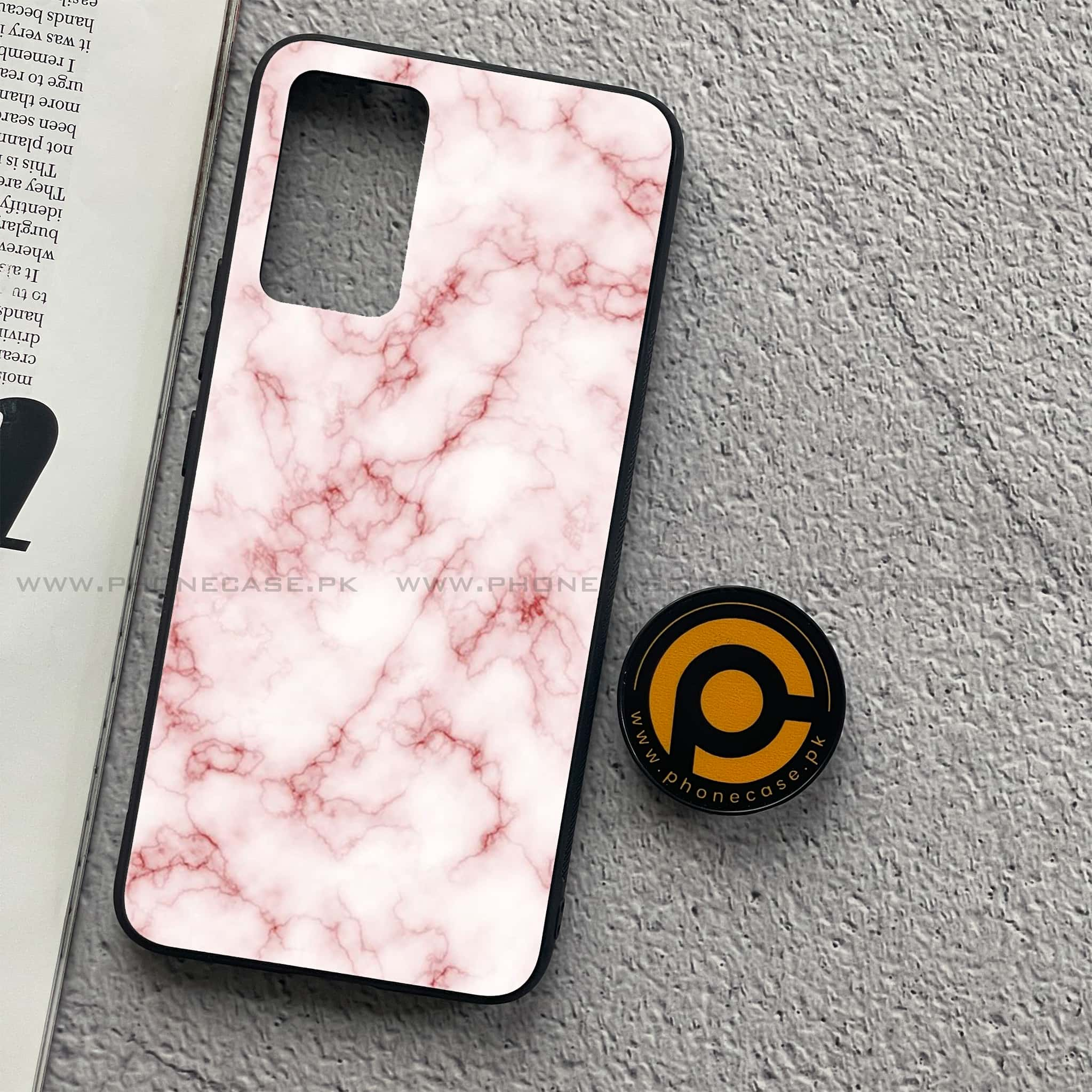 Vivo V21 - Pink Marble Series - Premium Printed Glass soft Bumper shock Proof Case