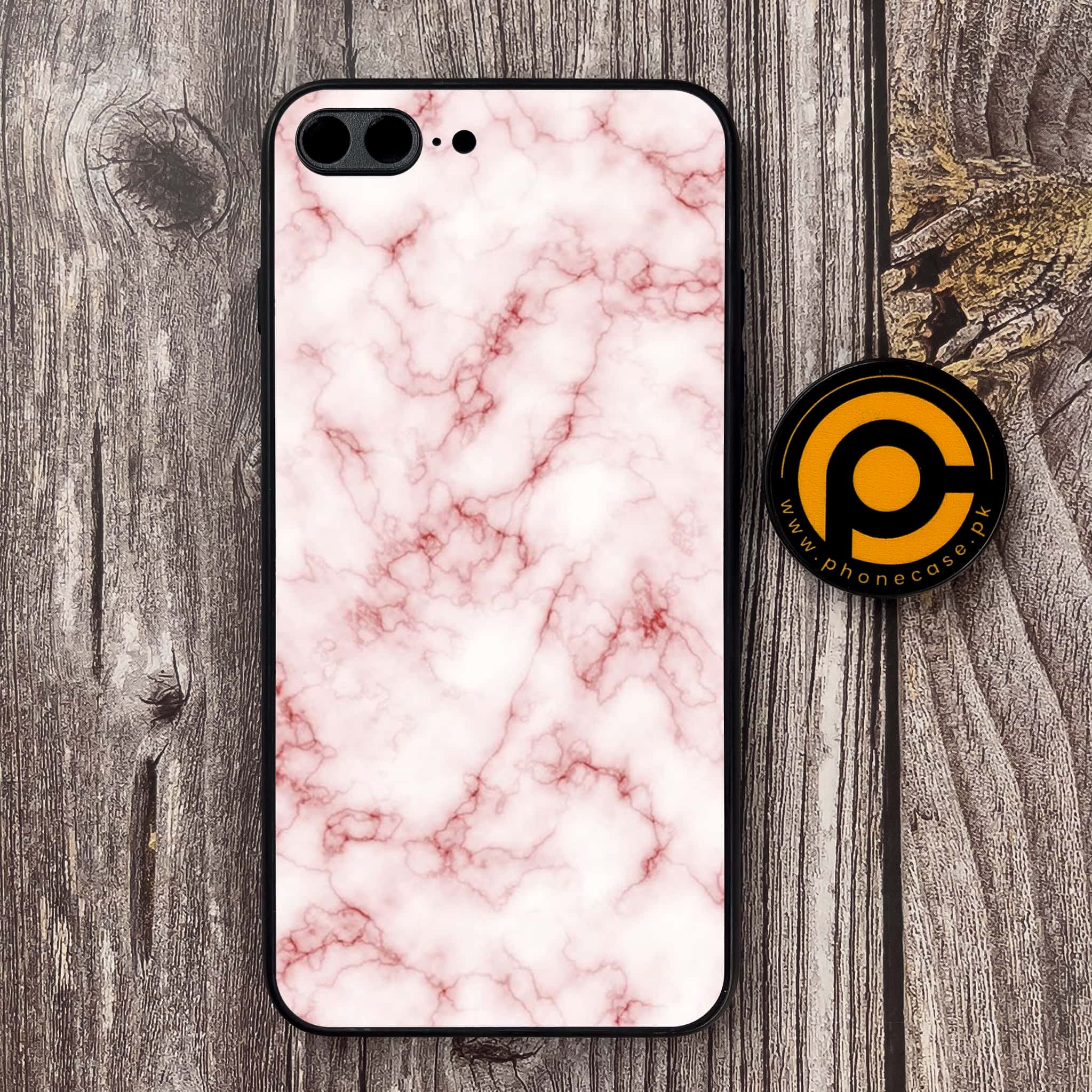 iPhone 7 Plus/ 8 Plus - Pink Marble Series - Premium Metal Printed soft Bumper shock Proof Case