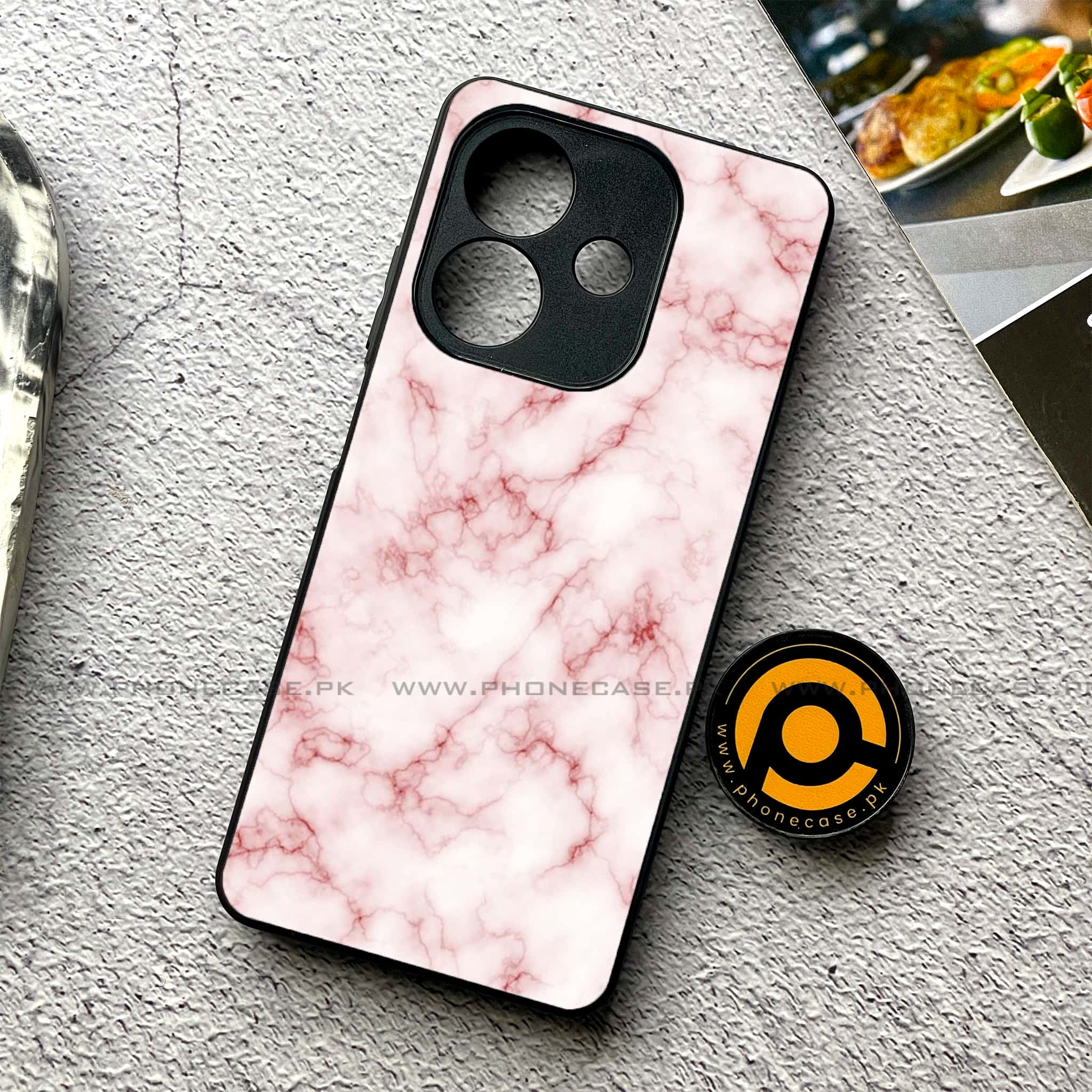 Oppo A3 2024 -  Pink Marble 2.0 Series - Premium Printed Metal soft Bumper shock Proof Case