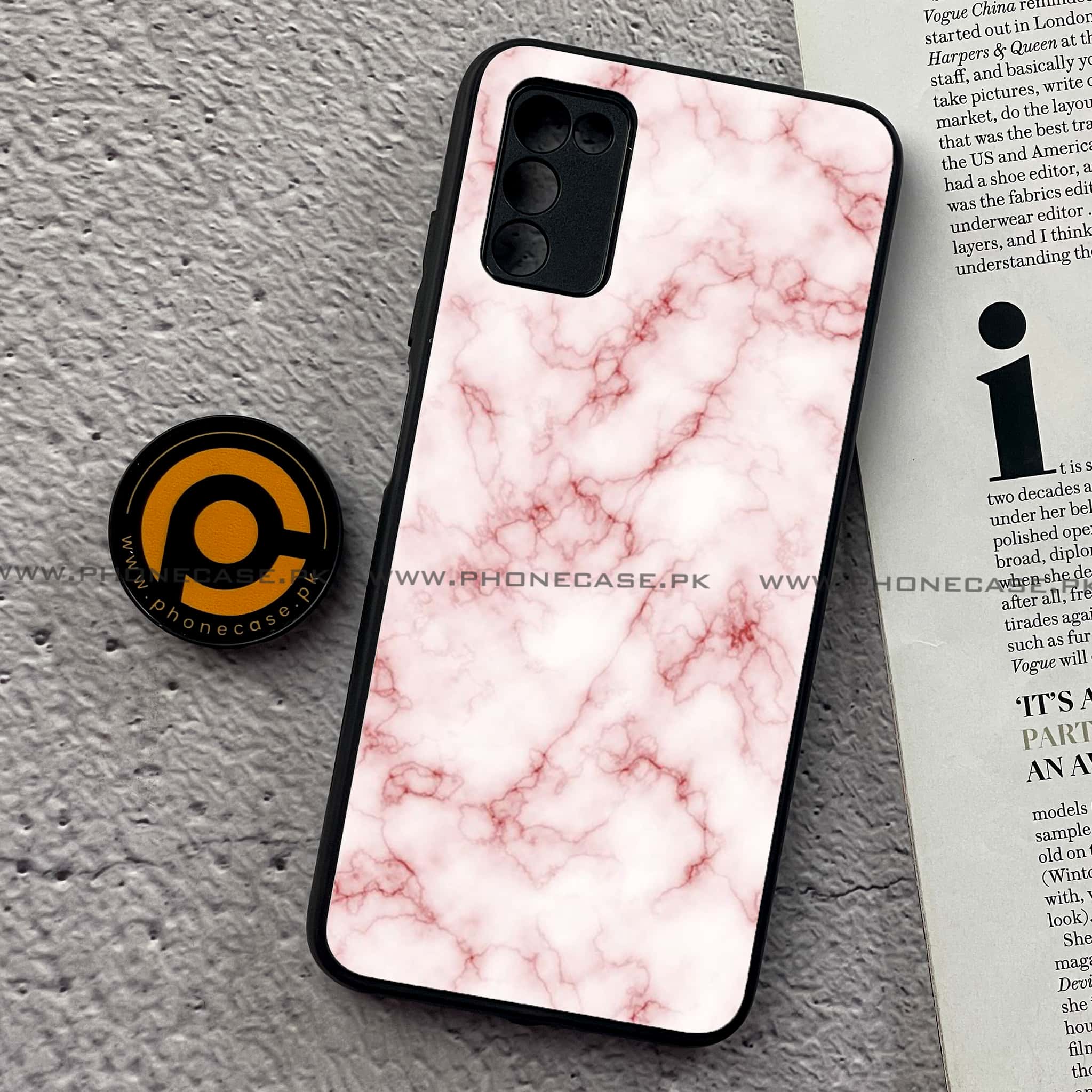 Samsung Galaxy A02s - Pink Marble Series - Premium Printed Metal soft Bumper shock Proof Case