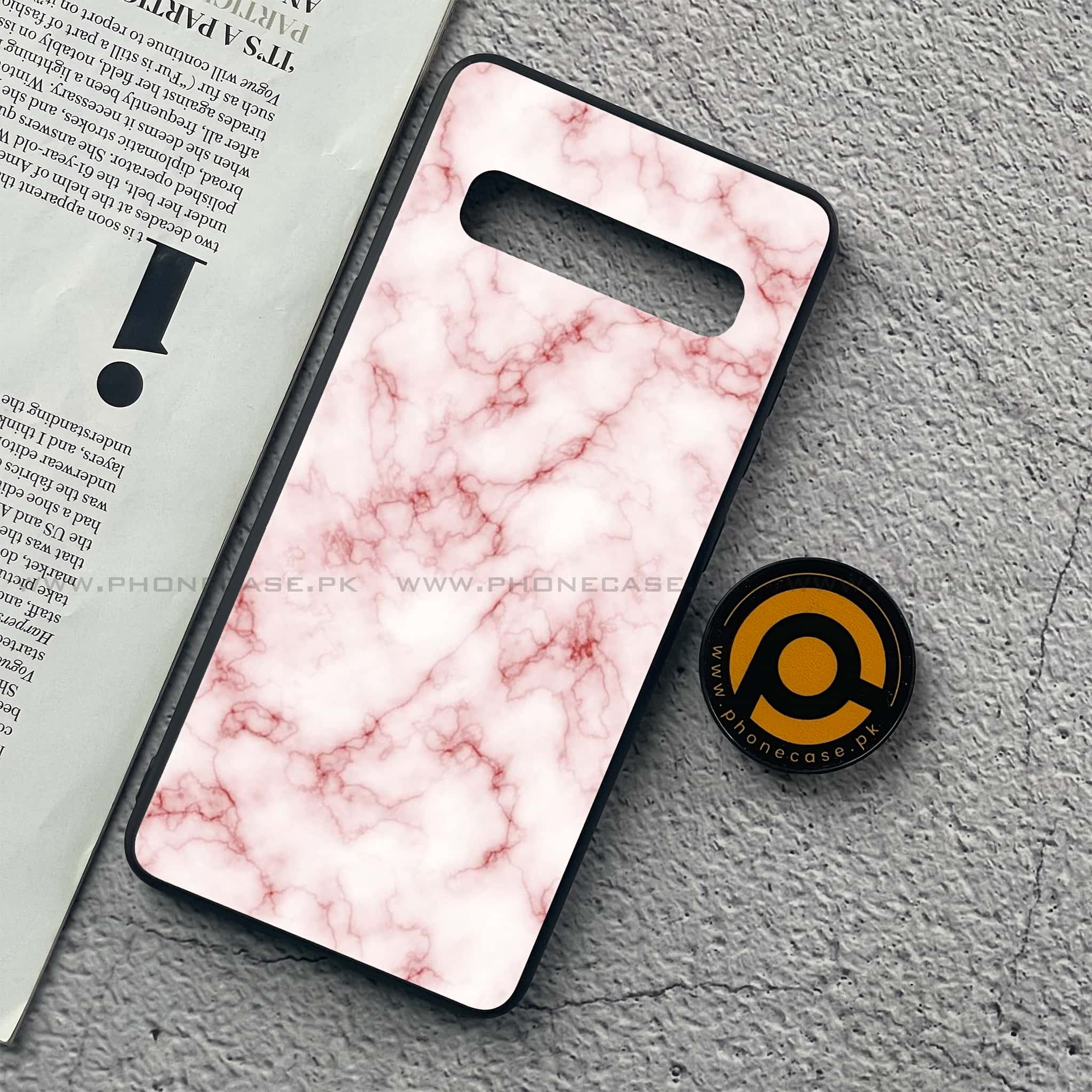 Samsung Galaxy S10 5G - Pink Marble Series - Premium Printed Glass soft Bumper shock Proof Case