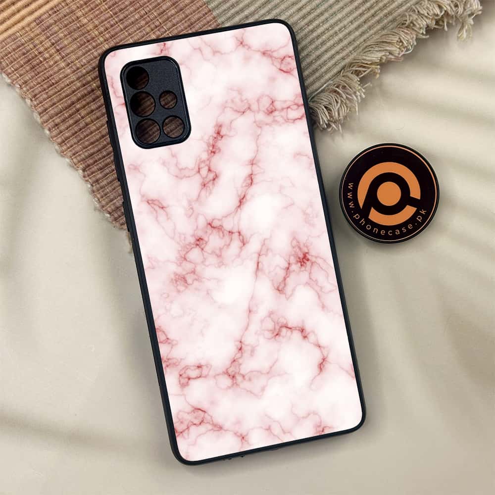 Samsung Galaxy A71 - Pink Marble Series - Premium Metal Printed soft Bumper shock Proof Case
