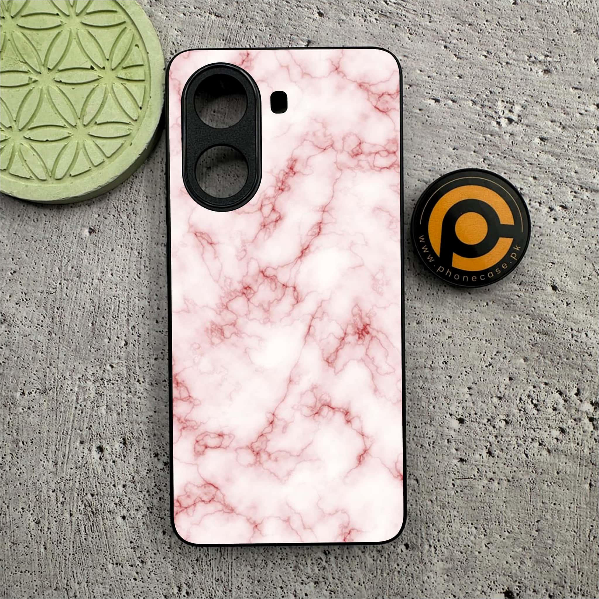 Xiaomi Poco X7 Pro 5G - Pink Marble Series - Premium Metal Printed soft Bumper shock Proof Case