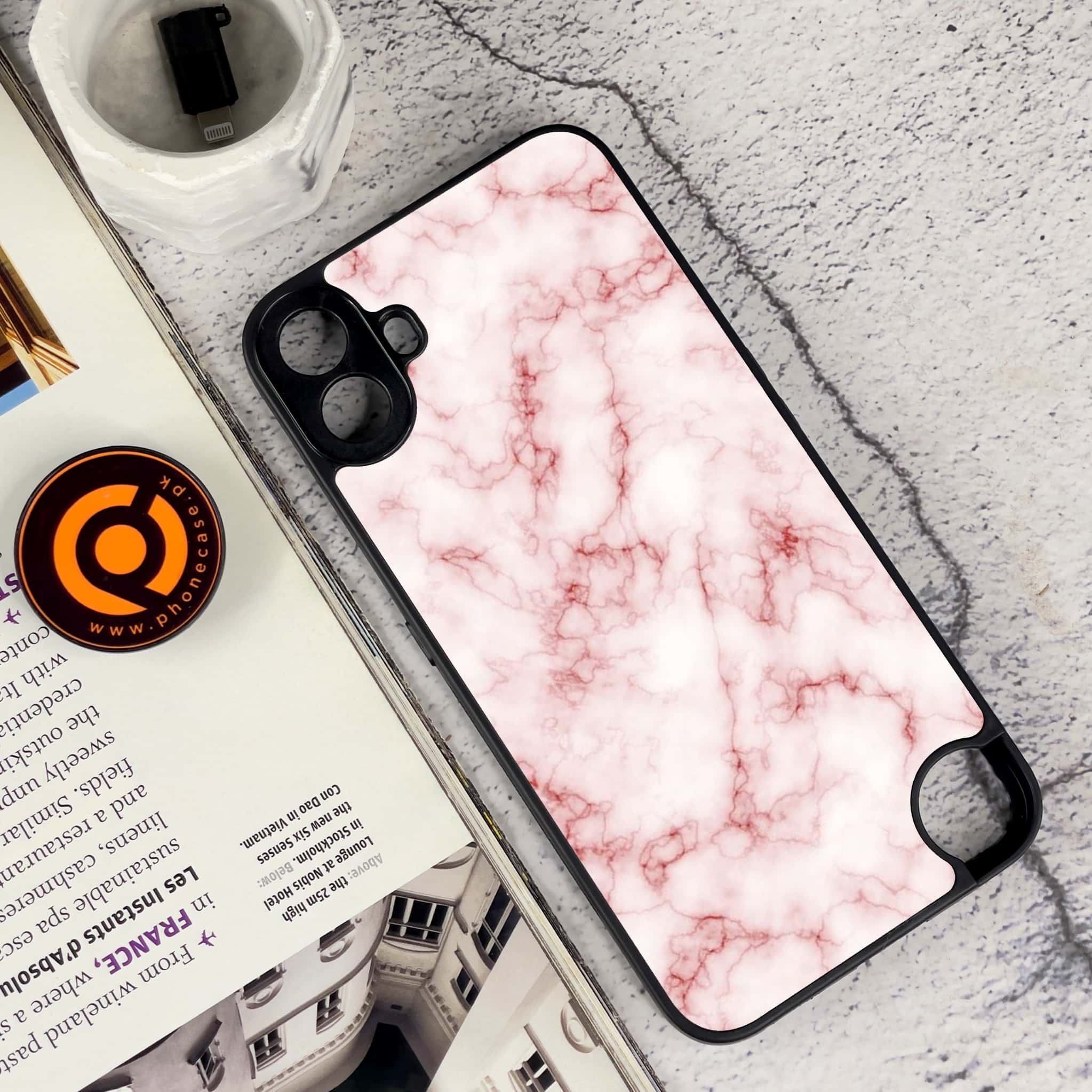 Nothing CMF Phone 1 - Pink Marble Series - Premium Metal Printed soft Bumper Shock Proof Case