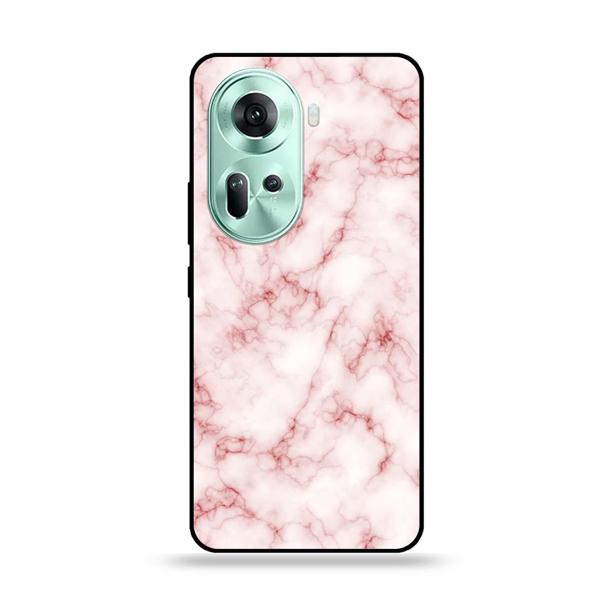 Oppo Reno 11 5G - Pink Marble Series - Premium Printed Glass soft Bumper shock Proof Case