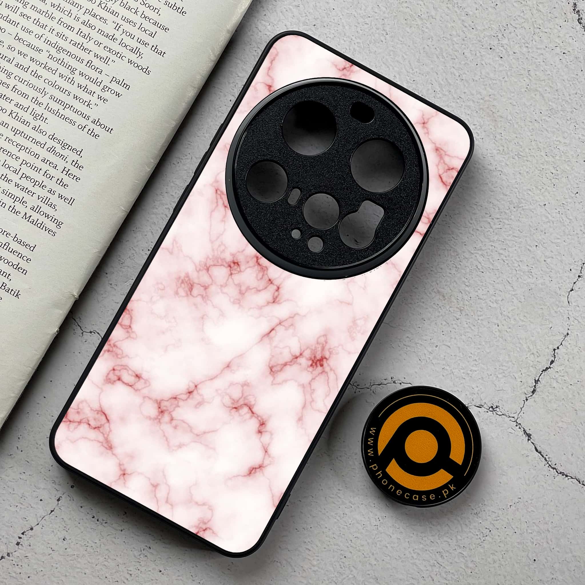 Xiaomi 15 Ultra - Pink Marble Series - Premium Metal Printed Soft Bumper Shockproof Case