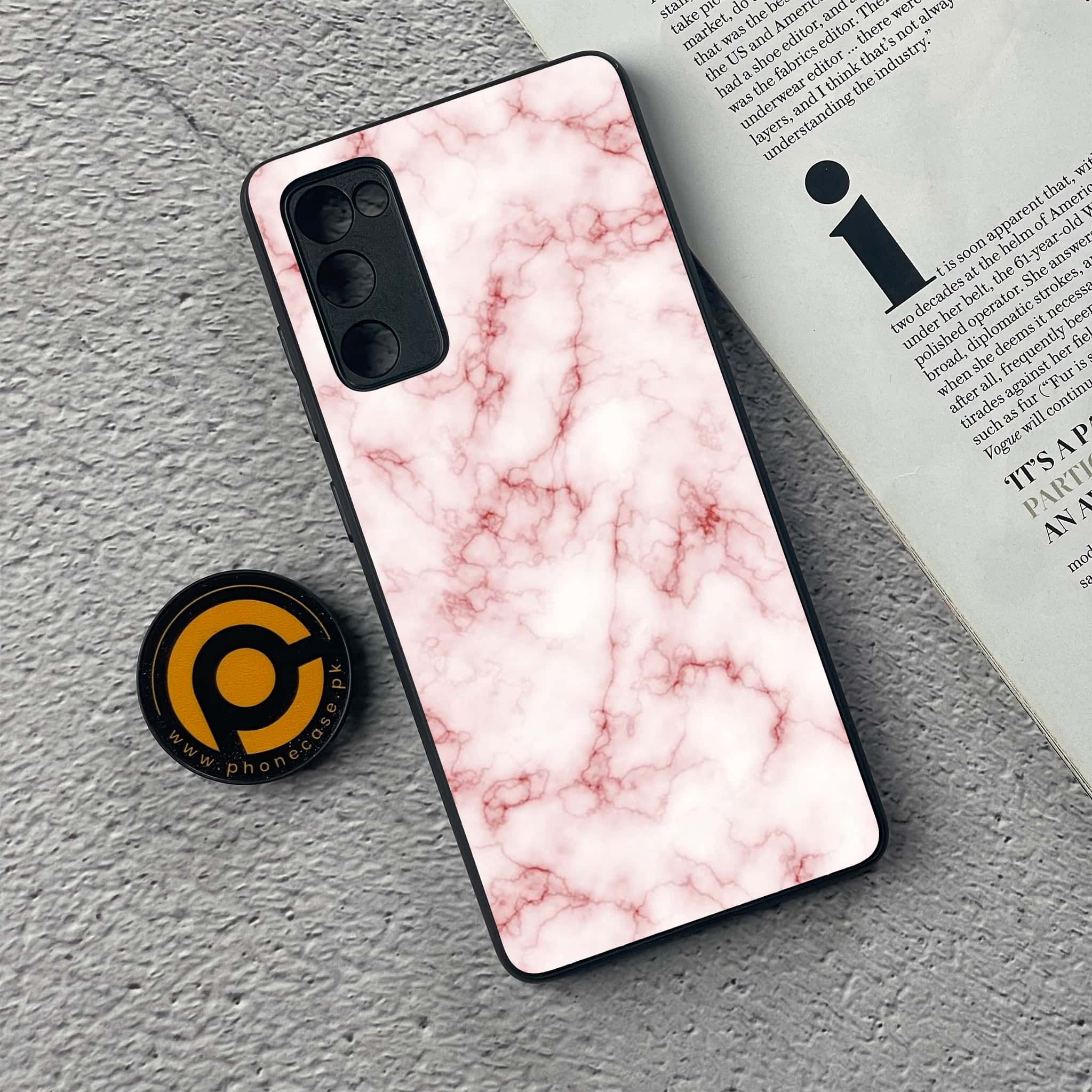 Galaxy S20 FE - Pink Marble Series - Premium Printed Glass soft Bumper shock Proof Case