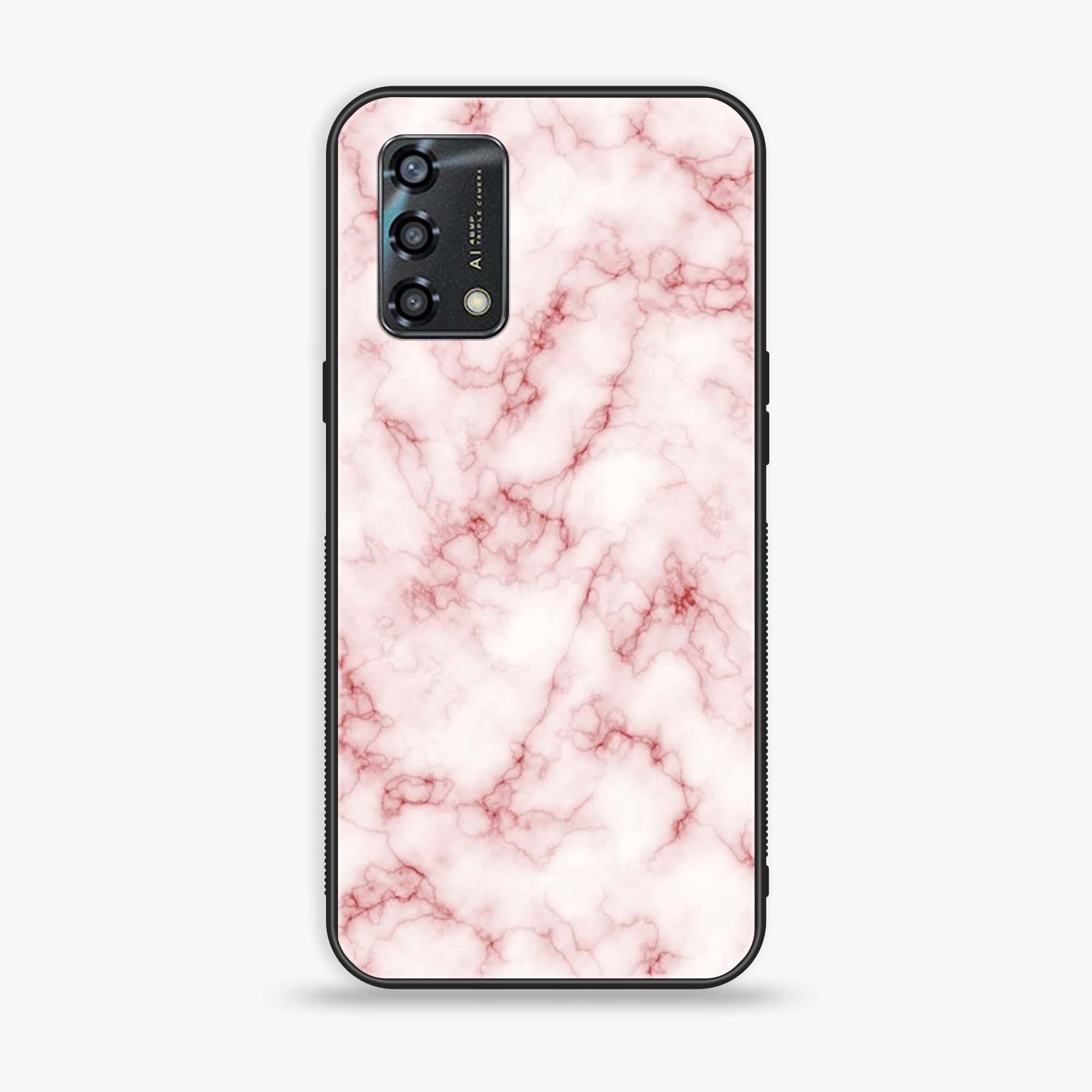 Oppo A95- Pink Marble Series - Premium Printed Glass soft Bumper shock Proof Case