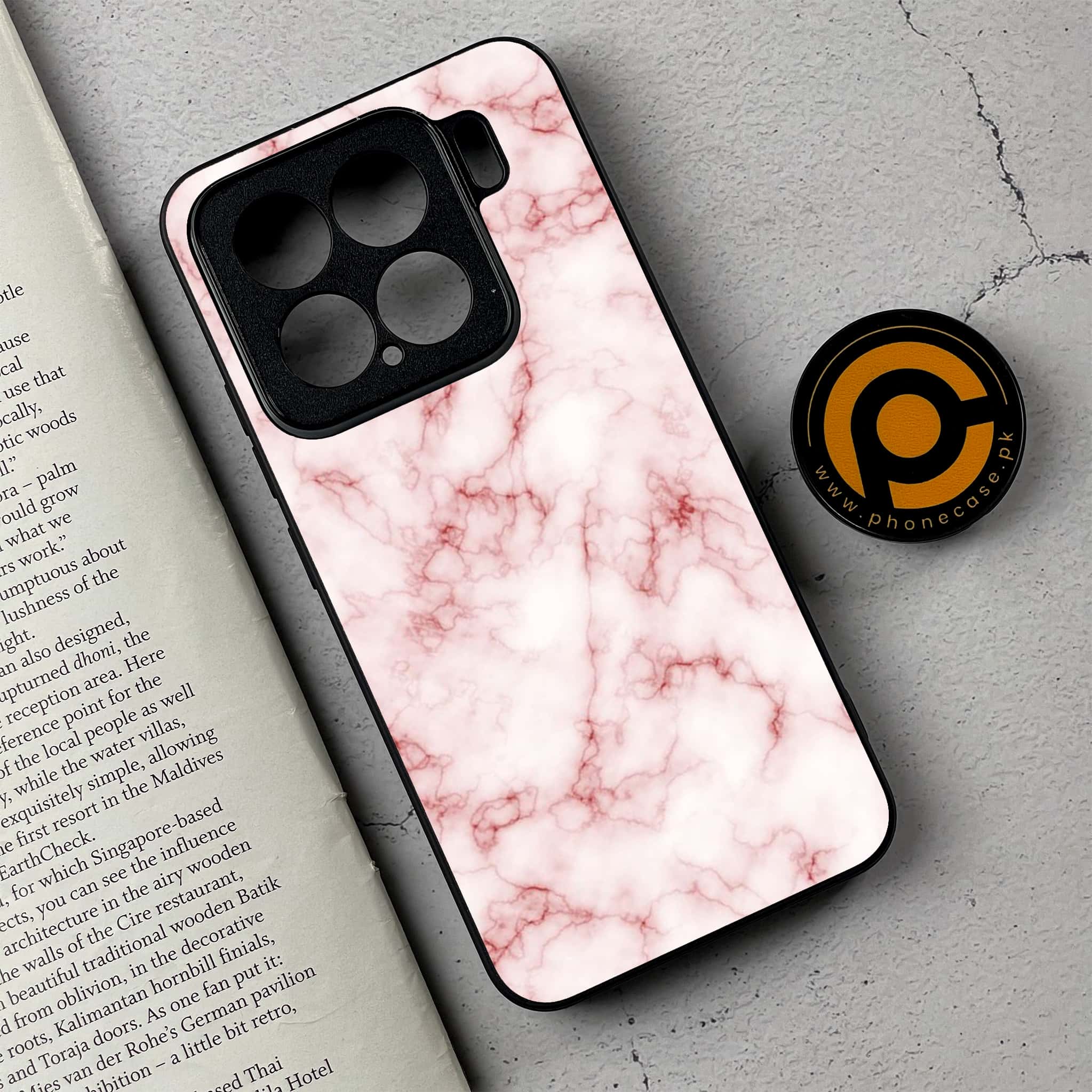 Xiaomi 15 - Pink Marble Series- Premium Metal Printed soft Bumper shock Proof Case