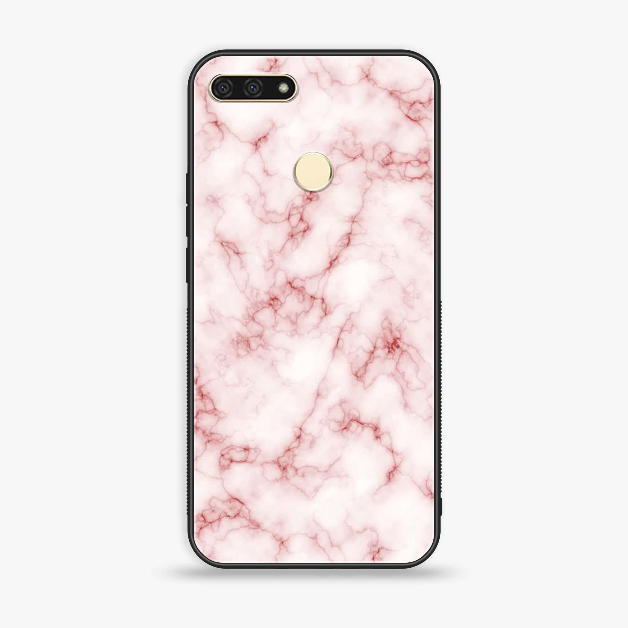 Honor 7A - Pink Marble Series - Premium Printed Glass soft Bumper shock Proof Case