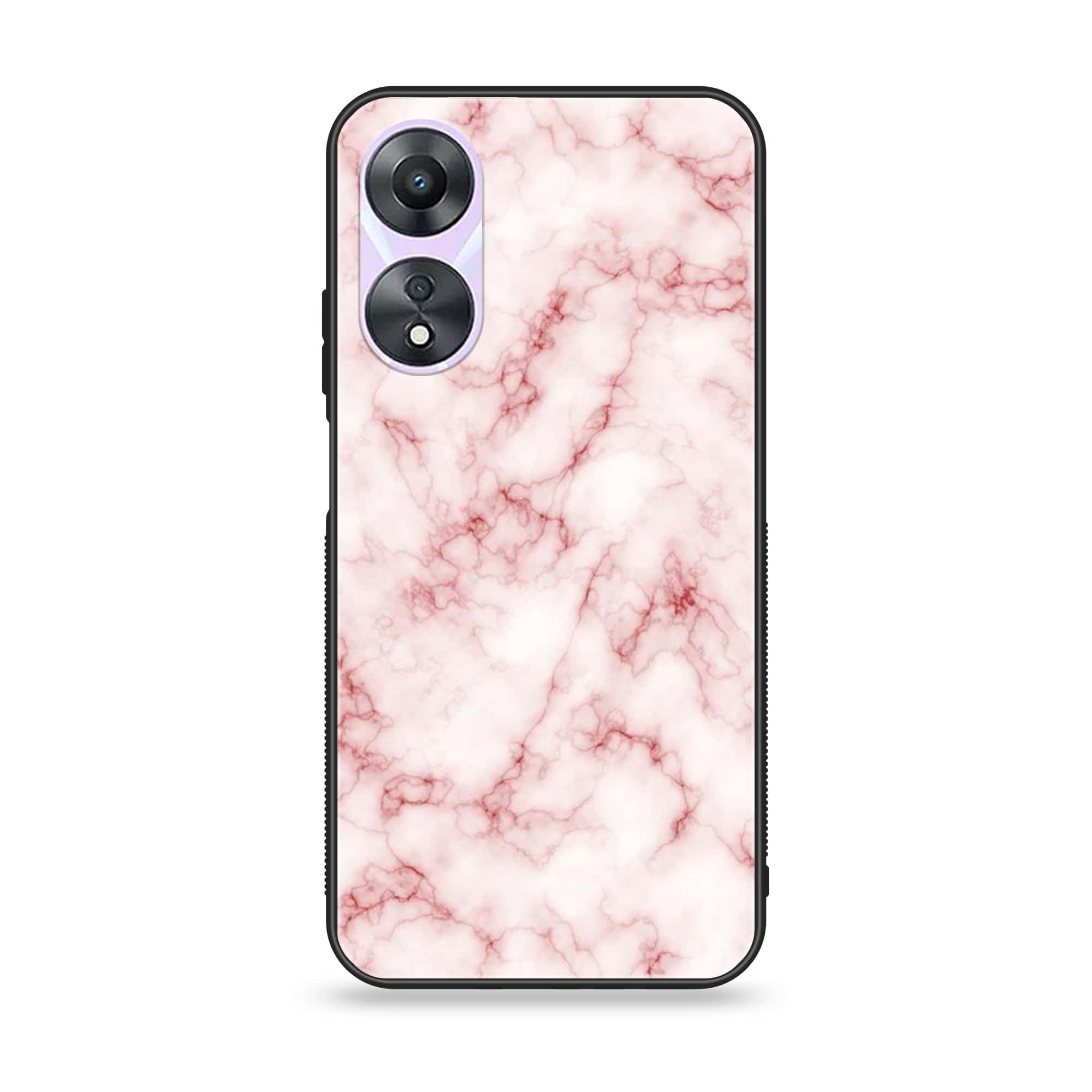 Oppo A78 4G - Pink Marble Series - Premium Printed Glass soft Bumper shock Proof Case