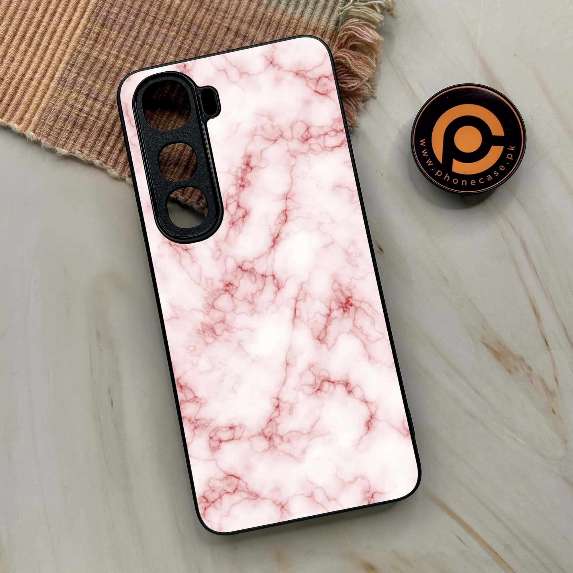 Vivo Y400 - Pink Marble Series - Premium Metal Printed soft Bumper shock Proof Case