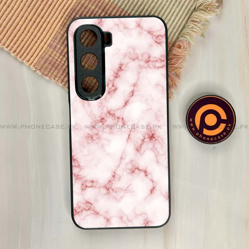 Infinix Hot 60i - Pink Marble Series - Premium Metal Printed soft Bumper shock Proof Case