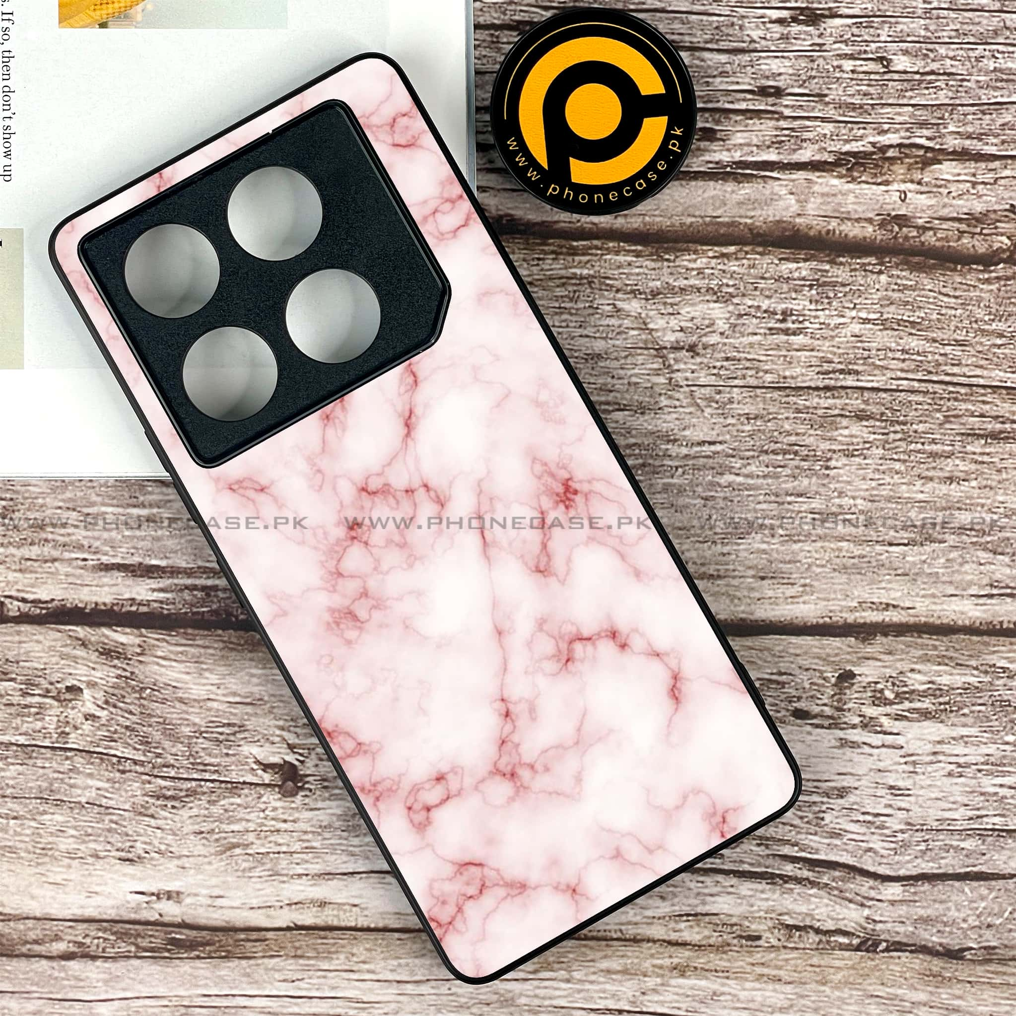 Infinix GT 20 Pro - Pink Marble Series - Premium Printed Glass soft Bumper shock Proof Case