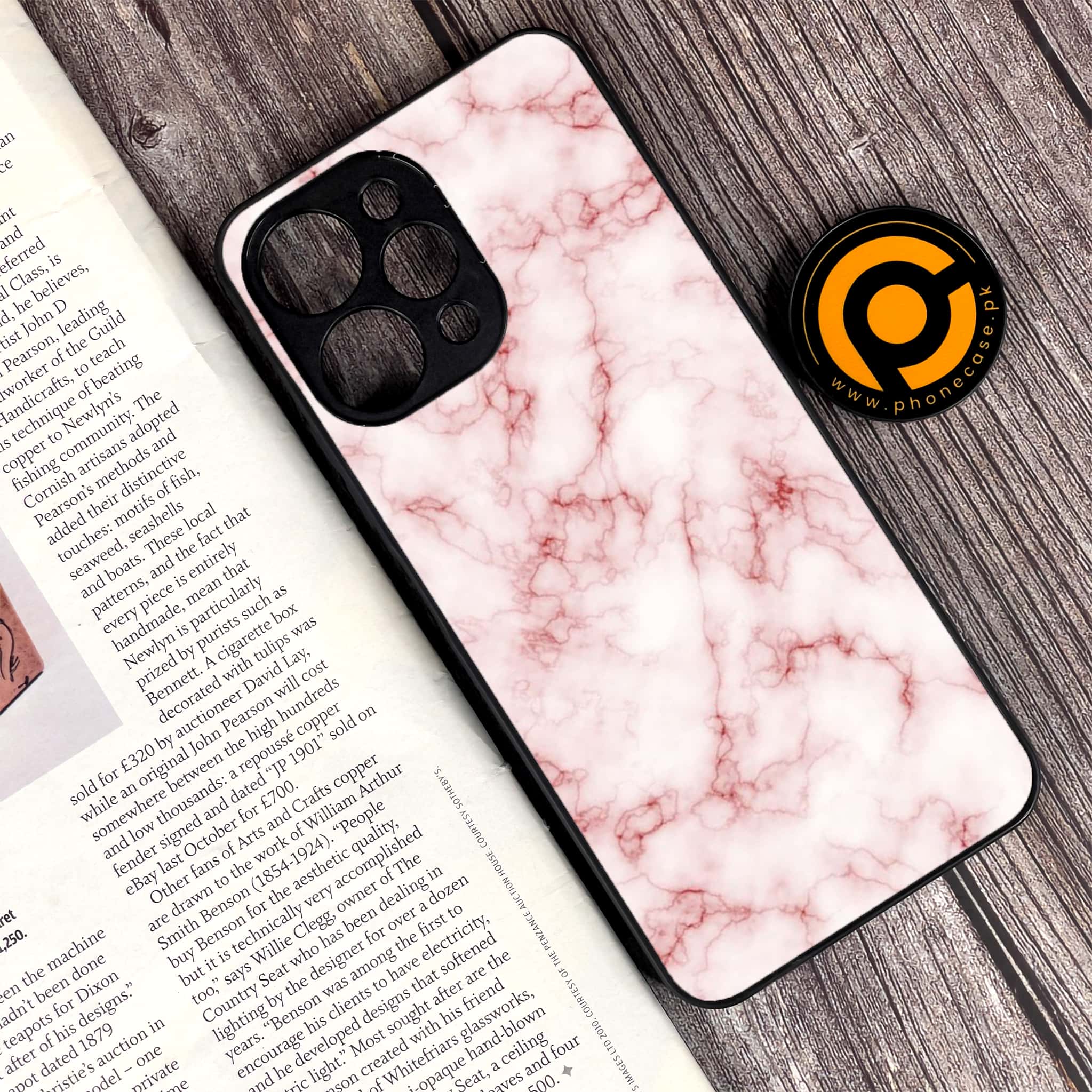 Xiaomi Redmi 12 - Pink Marble Series - Premium Printed Glass soft Bumper shock Proof Case