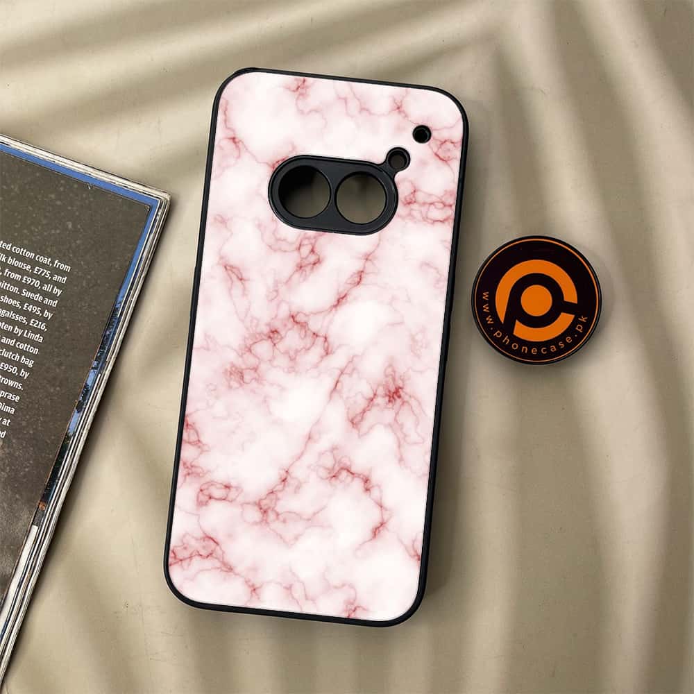 Nothing Phone (2a) - Pink Marble Series - Premium Metal Printed soft Bumper Shock Proof Case