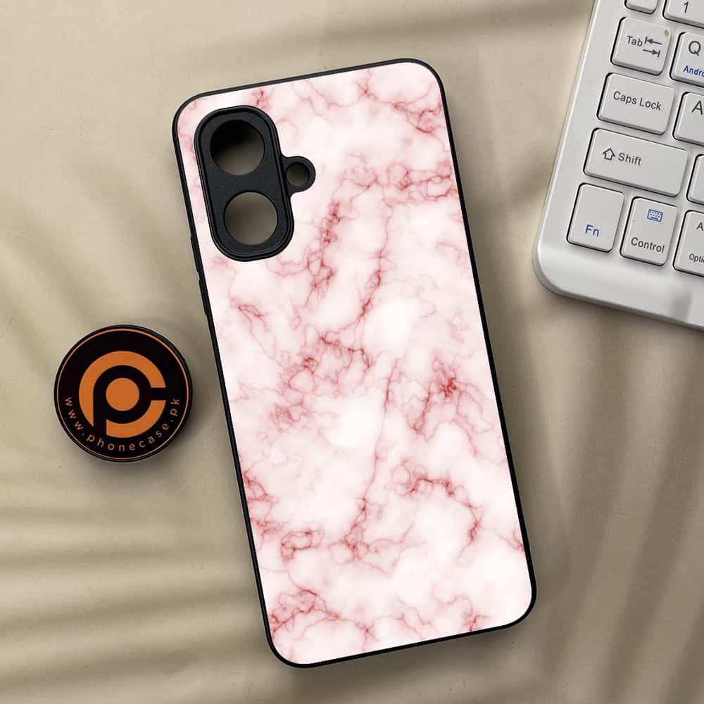 Tecno Pop 10 - Pink Marble Series - Premium Metal Printed soft Bumper Shock Proof Case