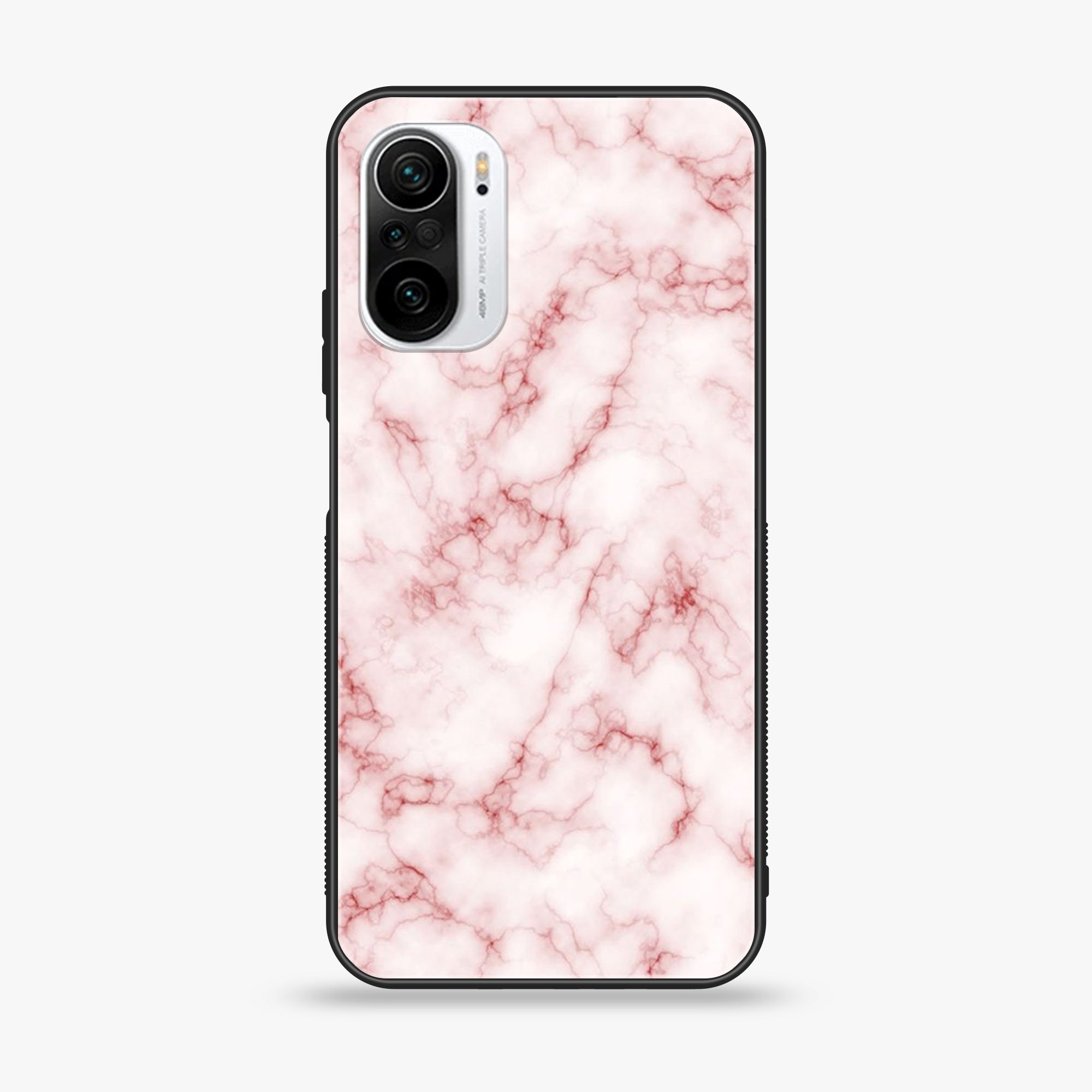 Xiaomi Poco F3 - Pink marble Series - Premium Printed Glass soft Bumper shock Proof Case