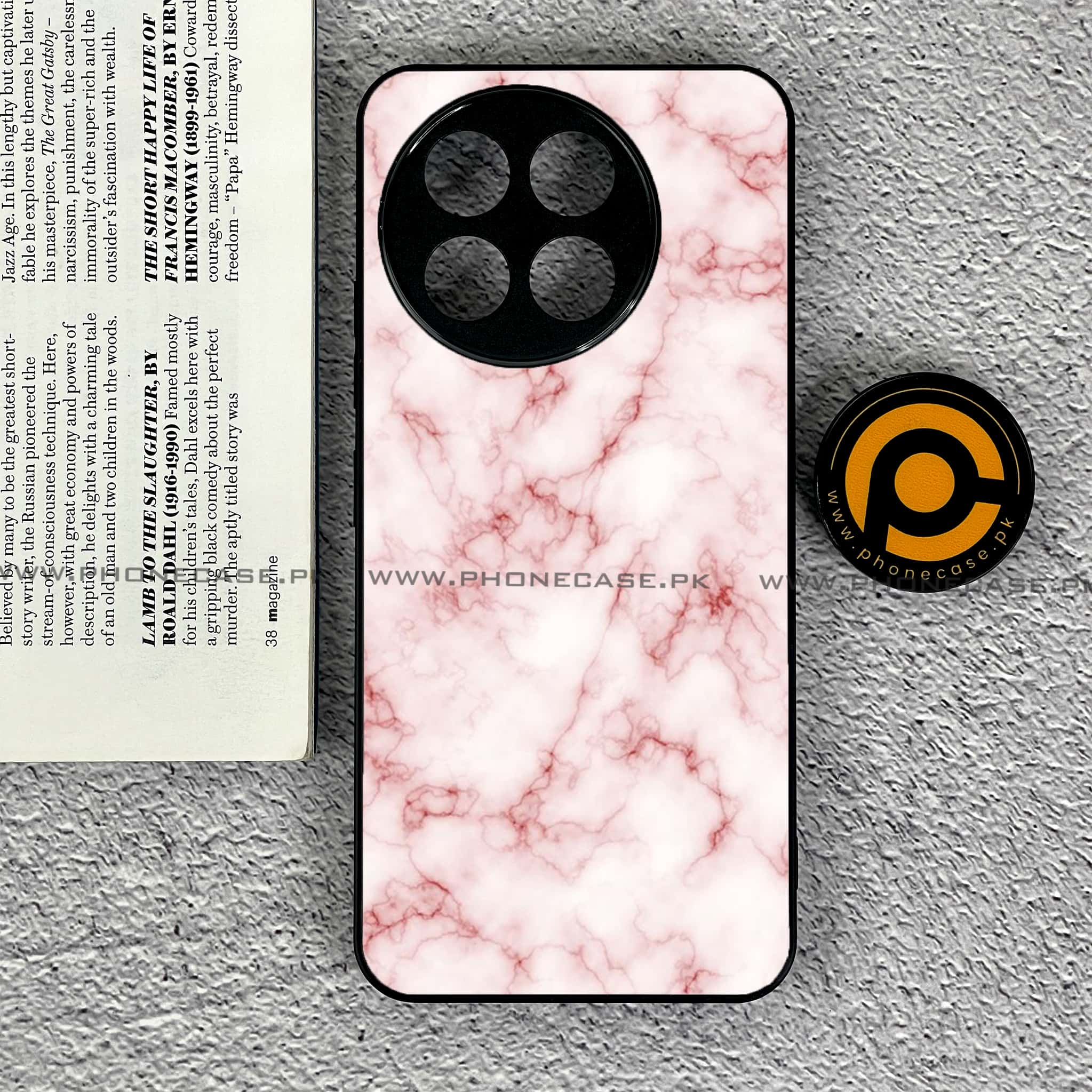 Tecno Spark 30 Pro - Pink Marble Series - Premium Printed Glass soft Bumper shock Proof Case