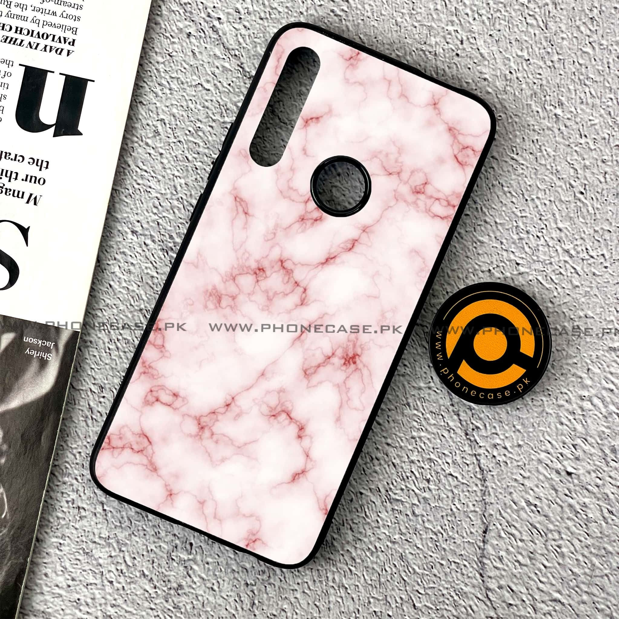 Huawei Y9 Prime (2019) - Pink Marble Series - Premium Printed Glass soft Bumper shock Proof Case