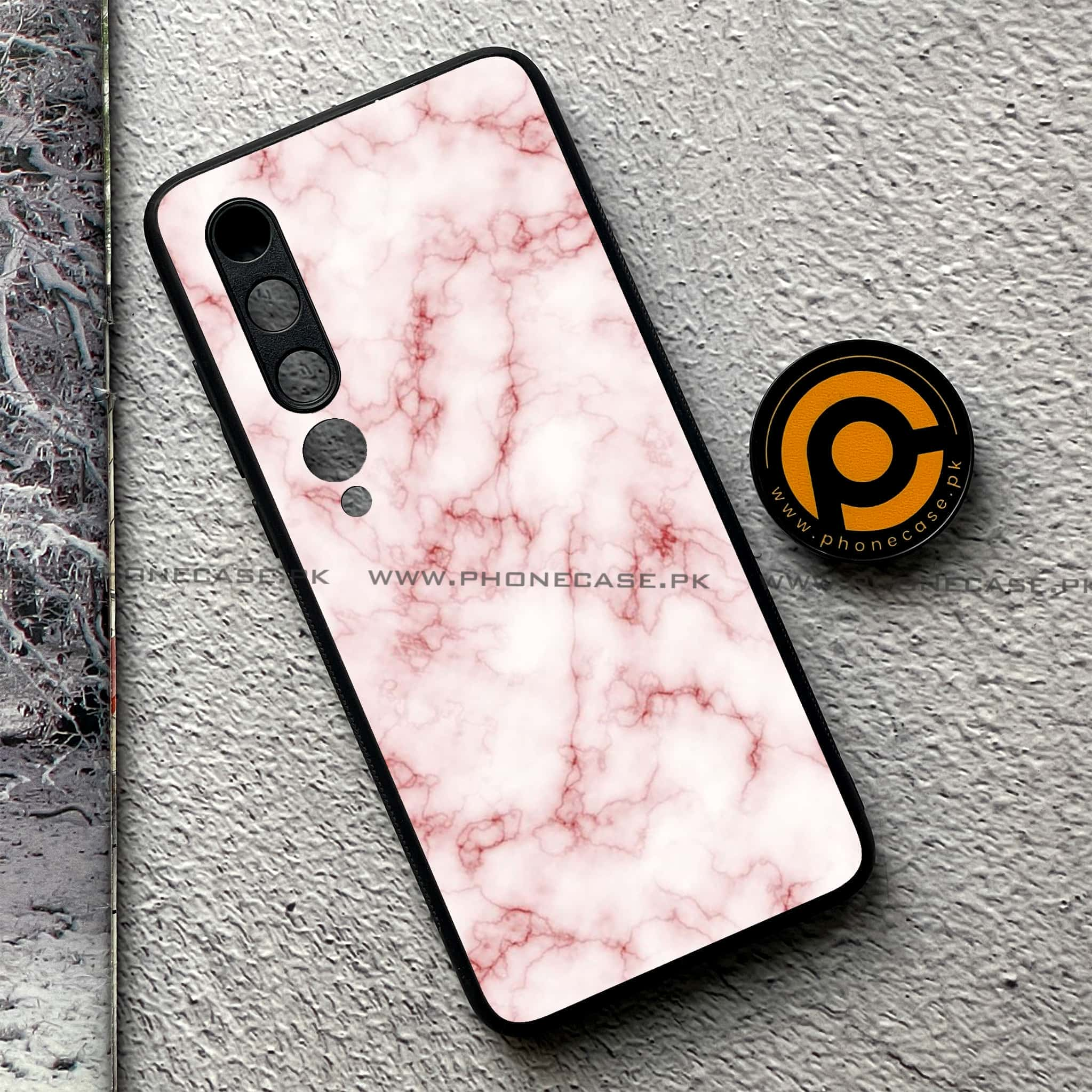 Xiaomi Mi 10 - Pink Marble Series - Premium Printed Glass soft Bumper shock Proof Case