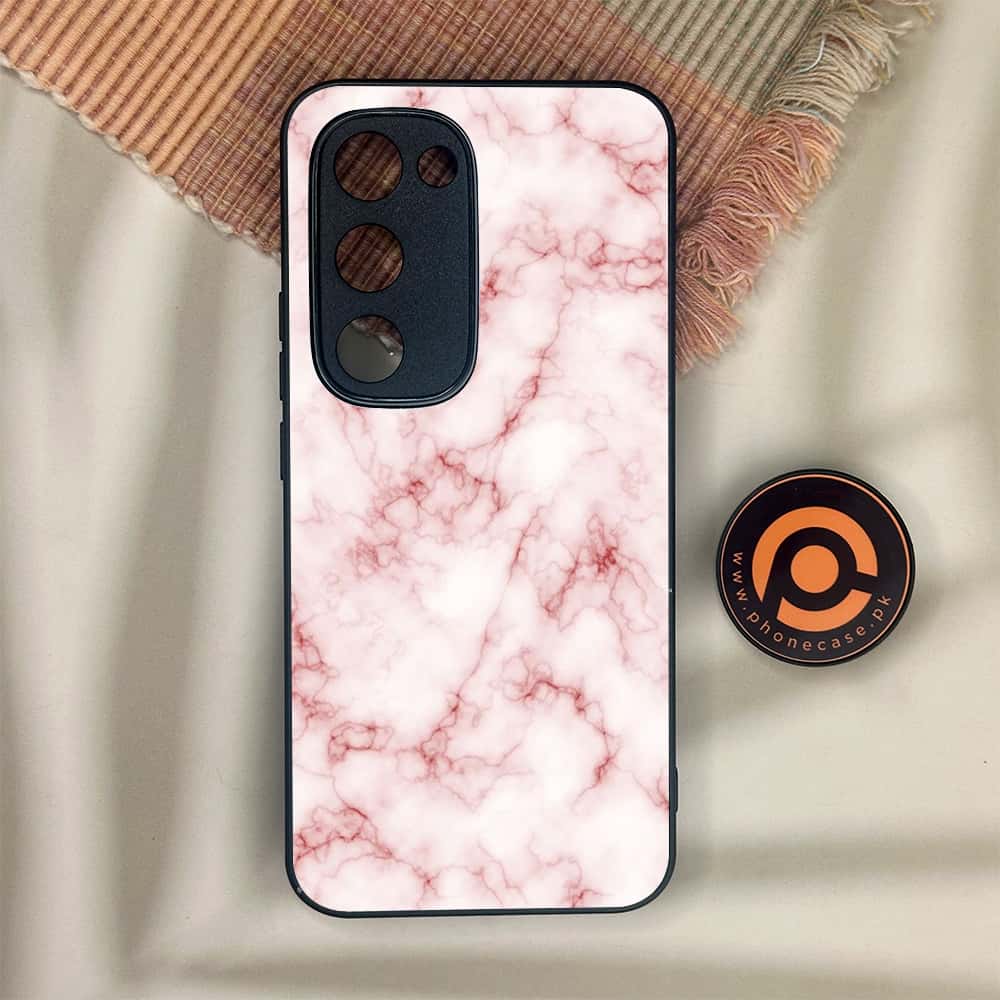Tecno Spark 40 Pro Plus - Pink Marble Series - Premium Metal Printed soft Bumper shock Proof Case