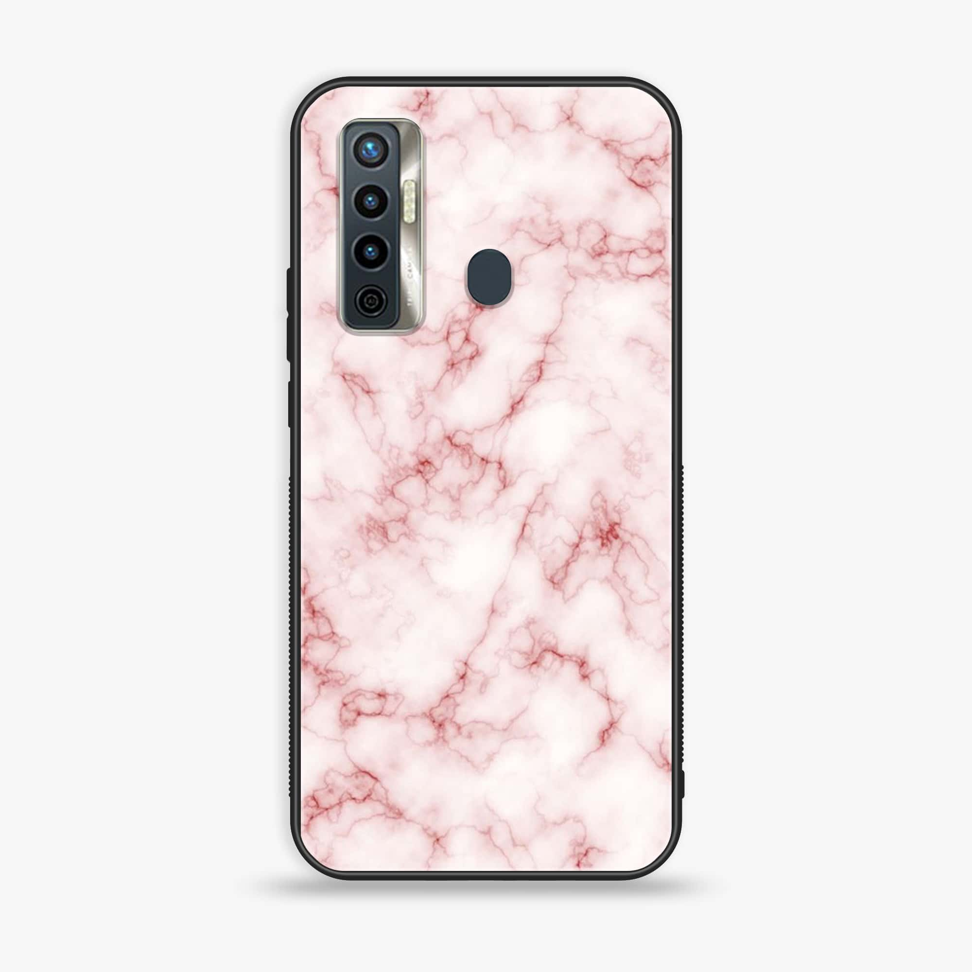 Tecno Camon 17 - Pink Marble Series - Premium Printed Glass soft Bumper shock Proof Case