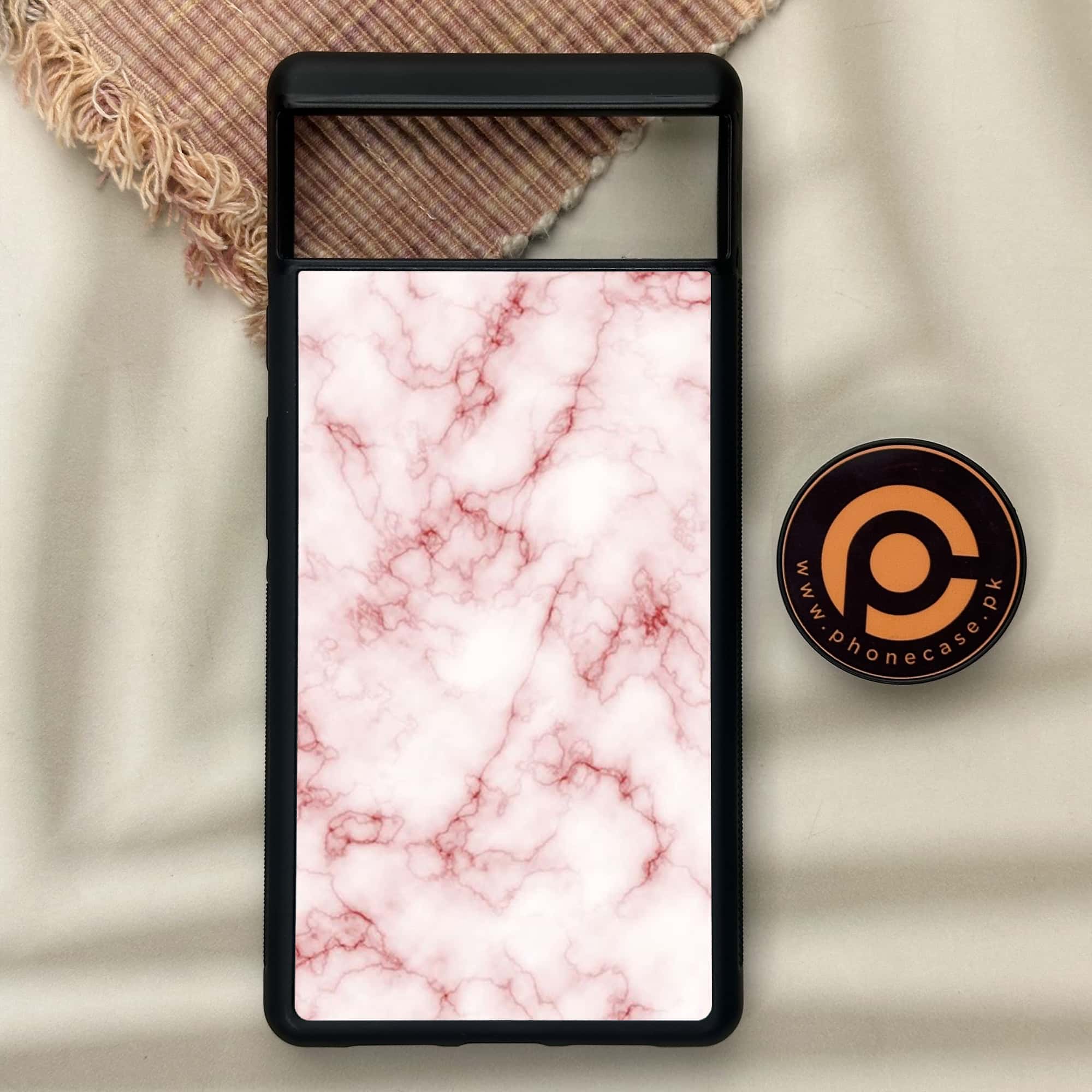 Google Pixel 6 - Pink Marble Series - Premium Metal Printed soft Bumper Shock Proof Case
