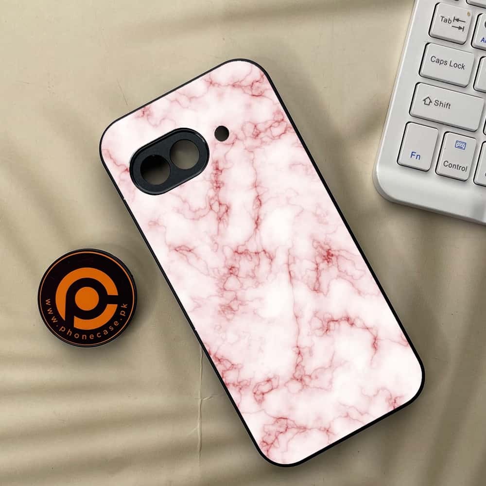 Google Pixel 9a - Pink Marble Series - Premium Metal Printed soft Bumper Shock Proof Case