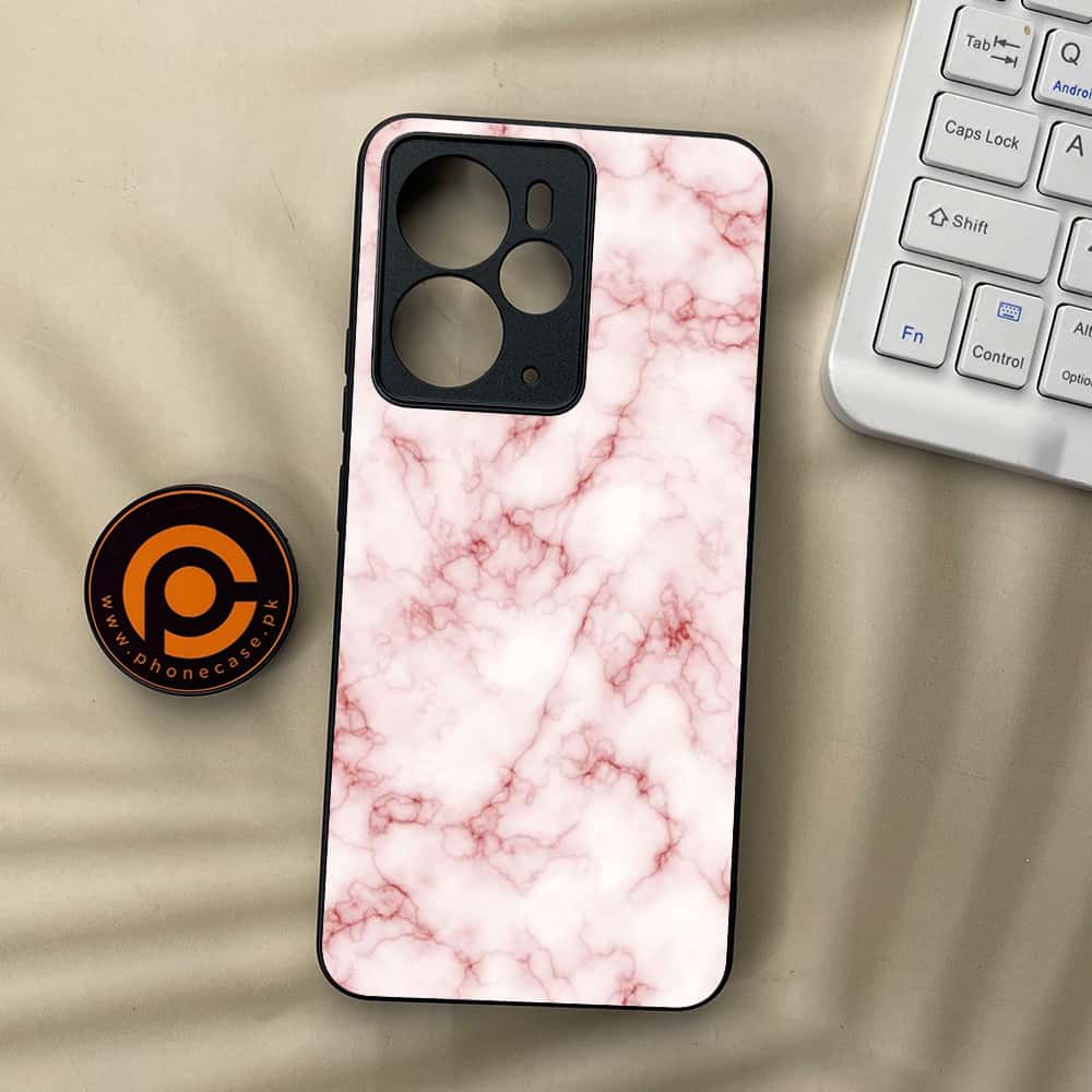 Realme 14 5G - Pink Marble Series - Premium Metal Printed soft Bumper Shock Proof Case